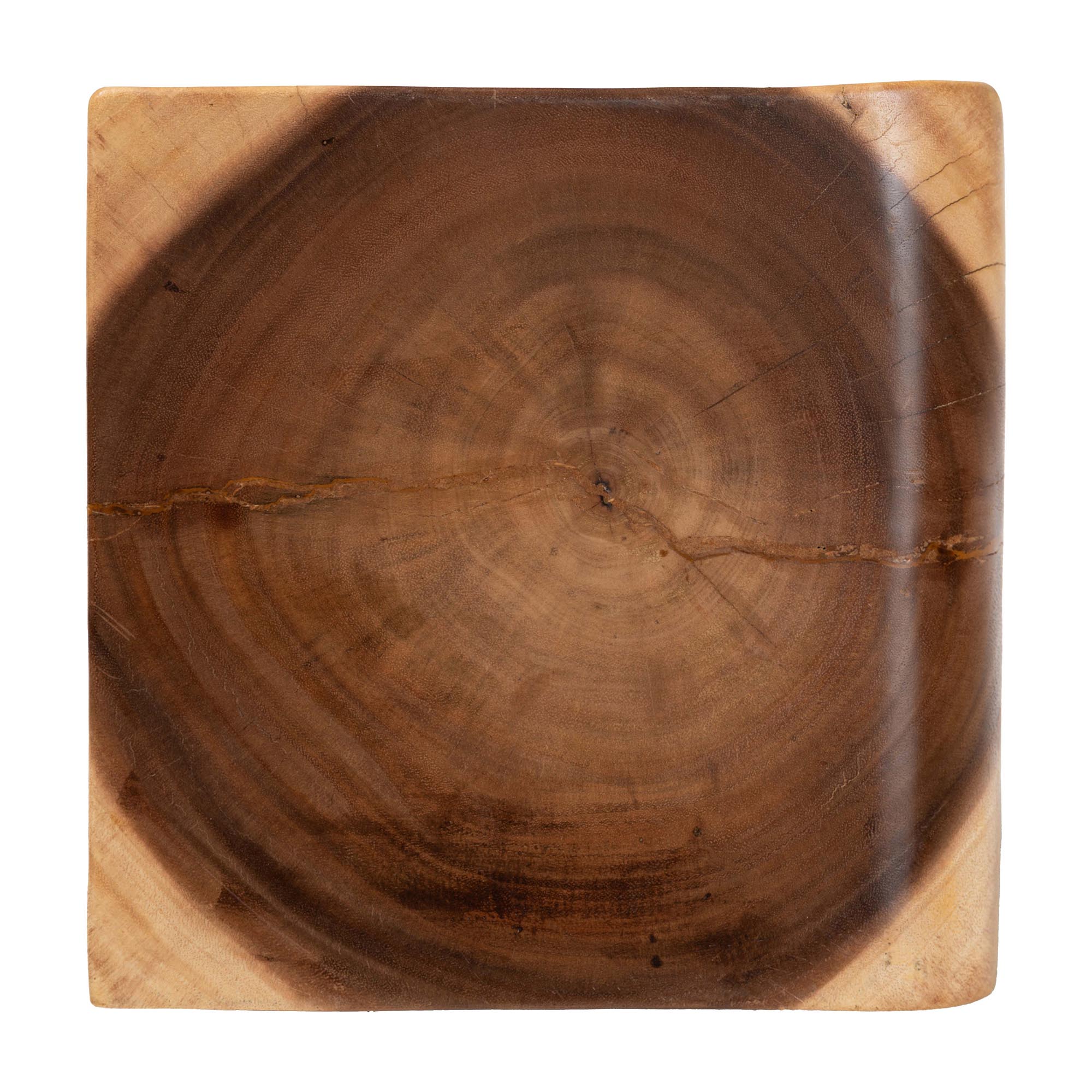 bali & pari Eliada Hand -carved Suar Wood Side Table - Wavy Sculptural Accent Table with Stacked Design, Modern Boho Style for Living Room or Bedroom