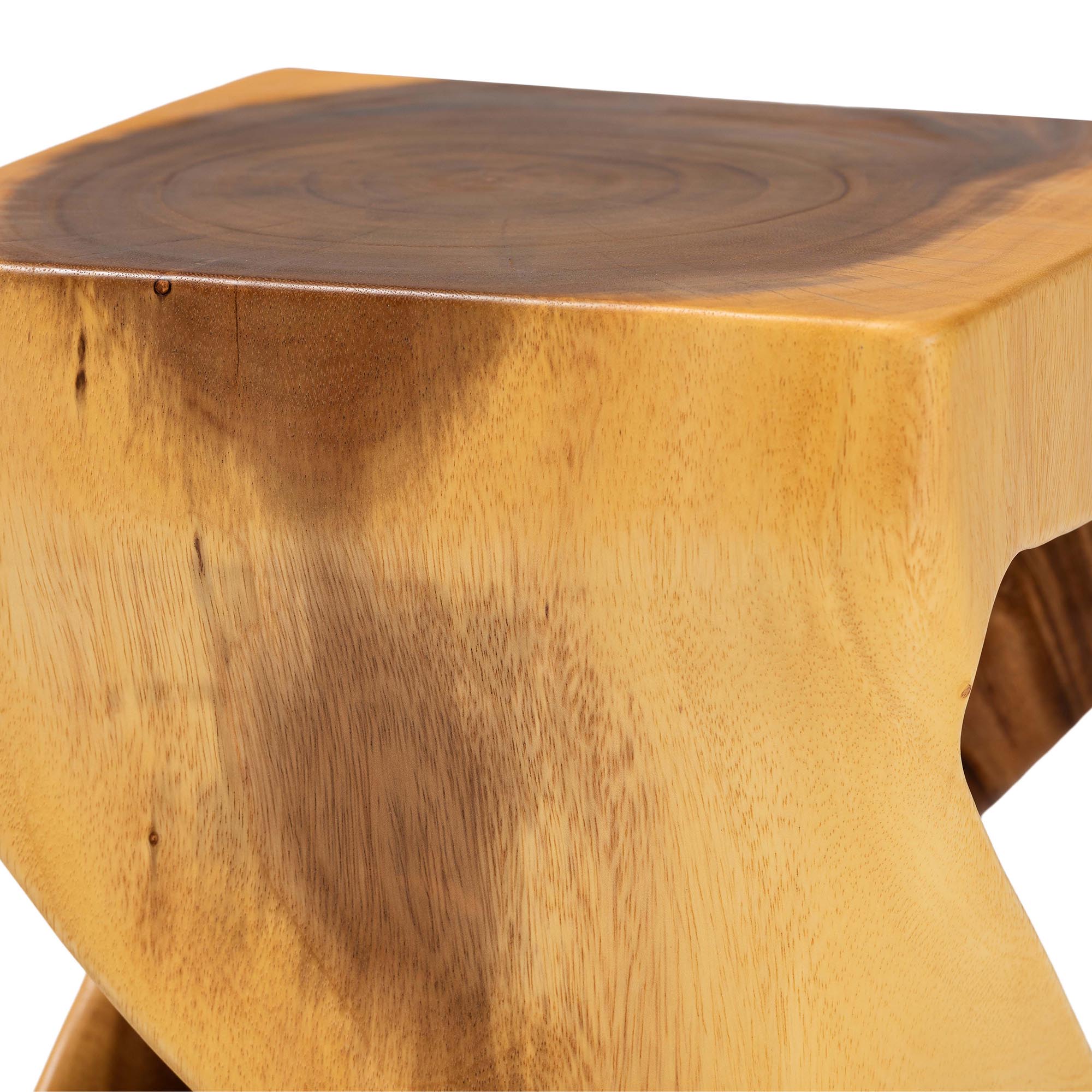 bali & pari Rapha Hand -carved Suar Wood Side Table with Shelf - Sculptural Accent Table with Twist Design, Modern Boho Style for Living Room or Bedroom
