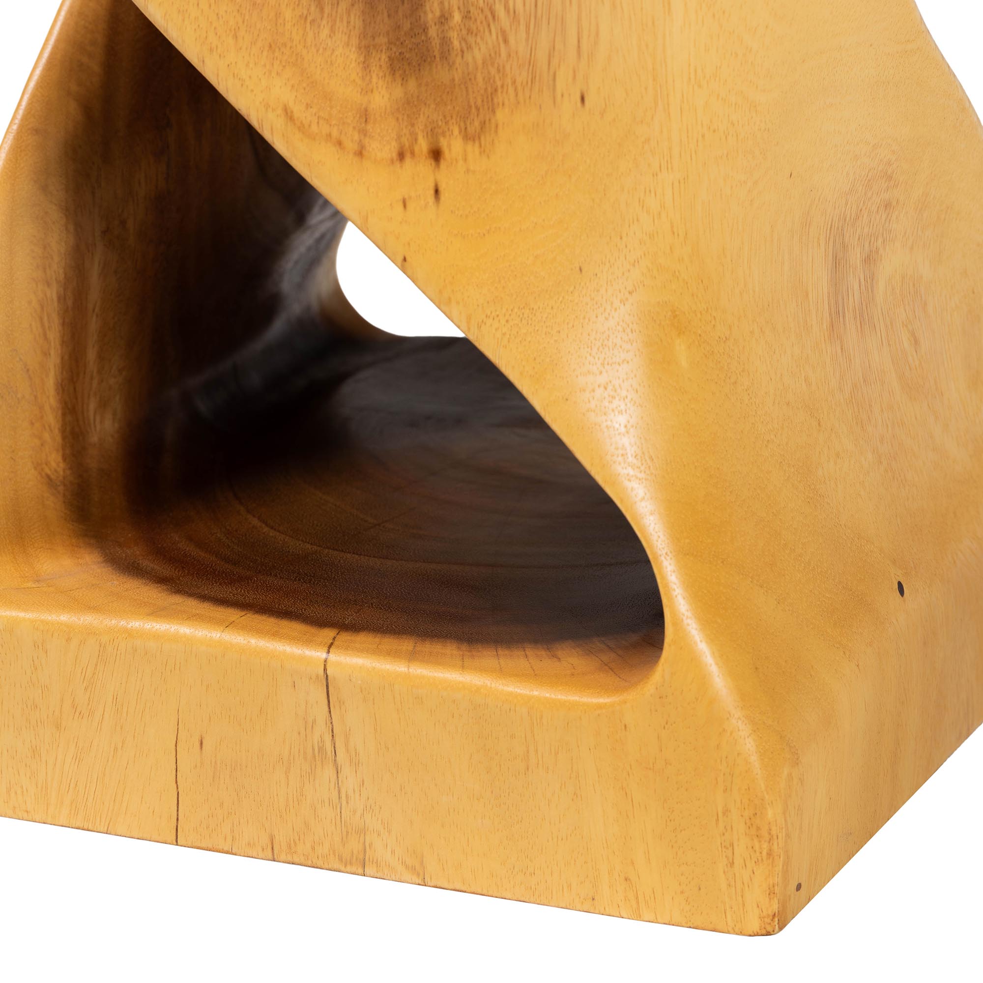 bali & pari Rapha Hand -carved Suar Wood Side Table with Shelf - Sculptural Accent Table with Twist Design, Modern Boho Style for Living Room or Bedroom