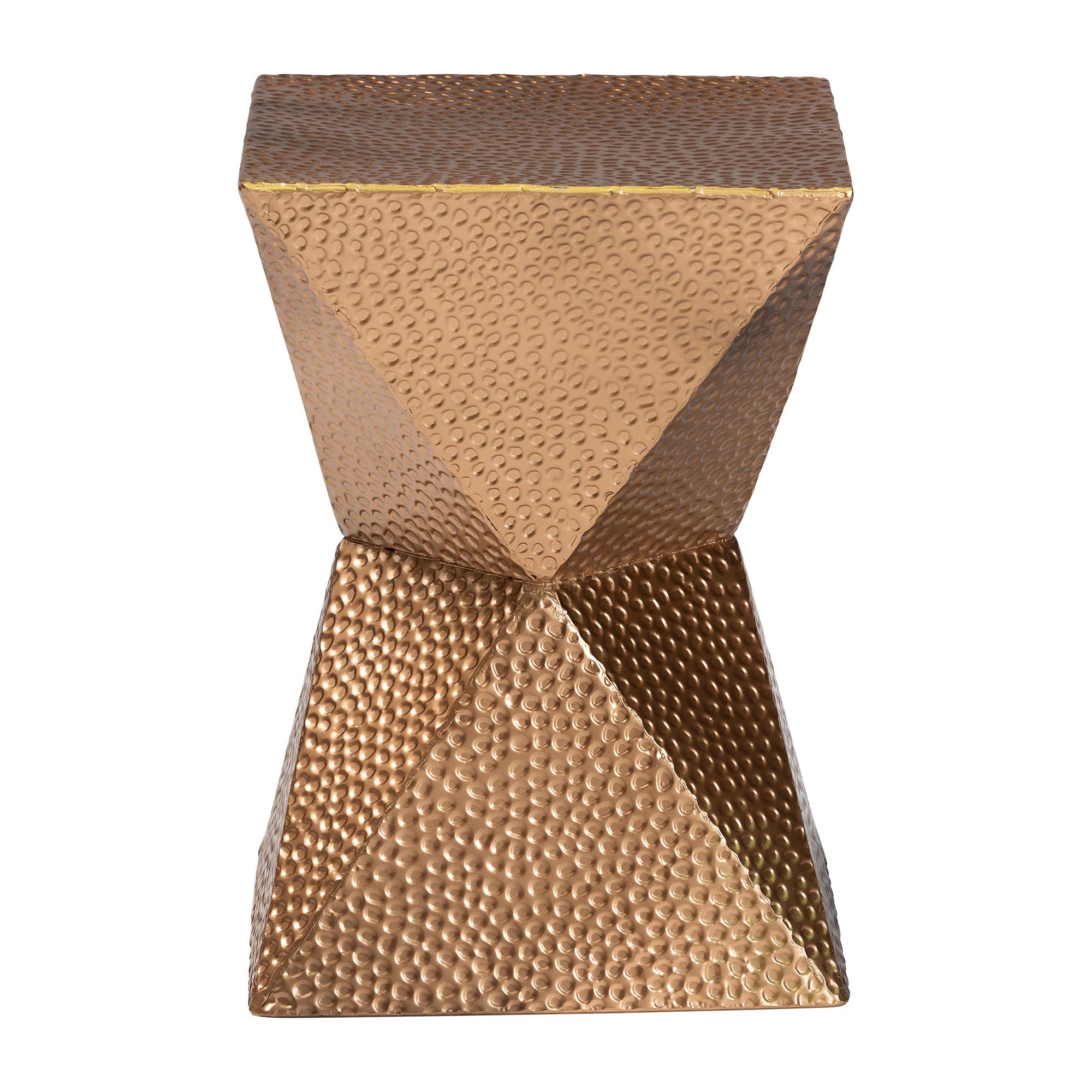 Baxton Studio Pacey Textured Metal Accent Table - Geometric Gold Side Table with Hourglass Silhouette for Indoor or Semi-Outdoor Use