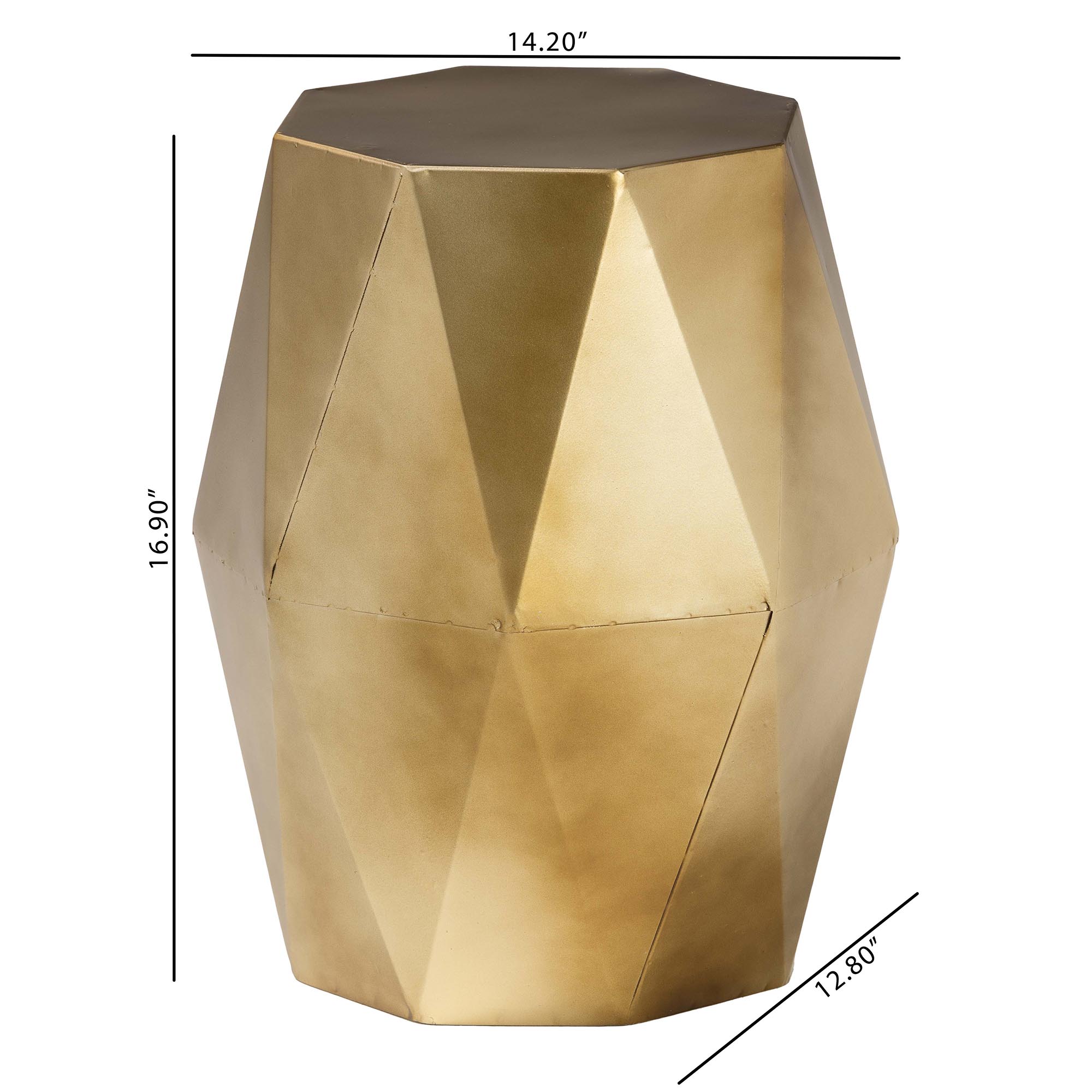Baxton Studio Salman Geometric Bronze Metal Accent Table - Faceted Modern Side Table for Indoor or Semi-Outdoor Use