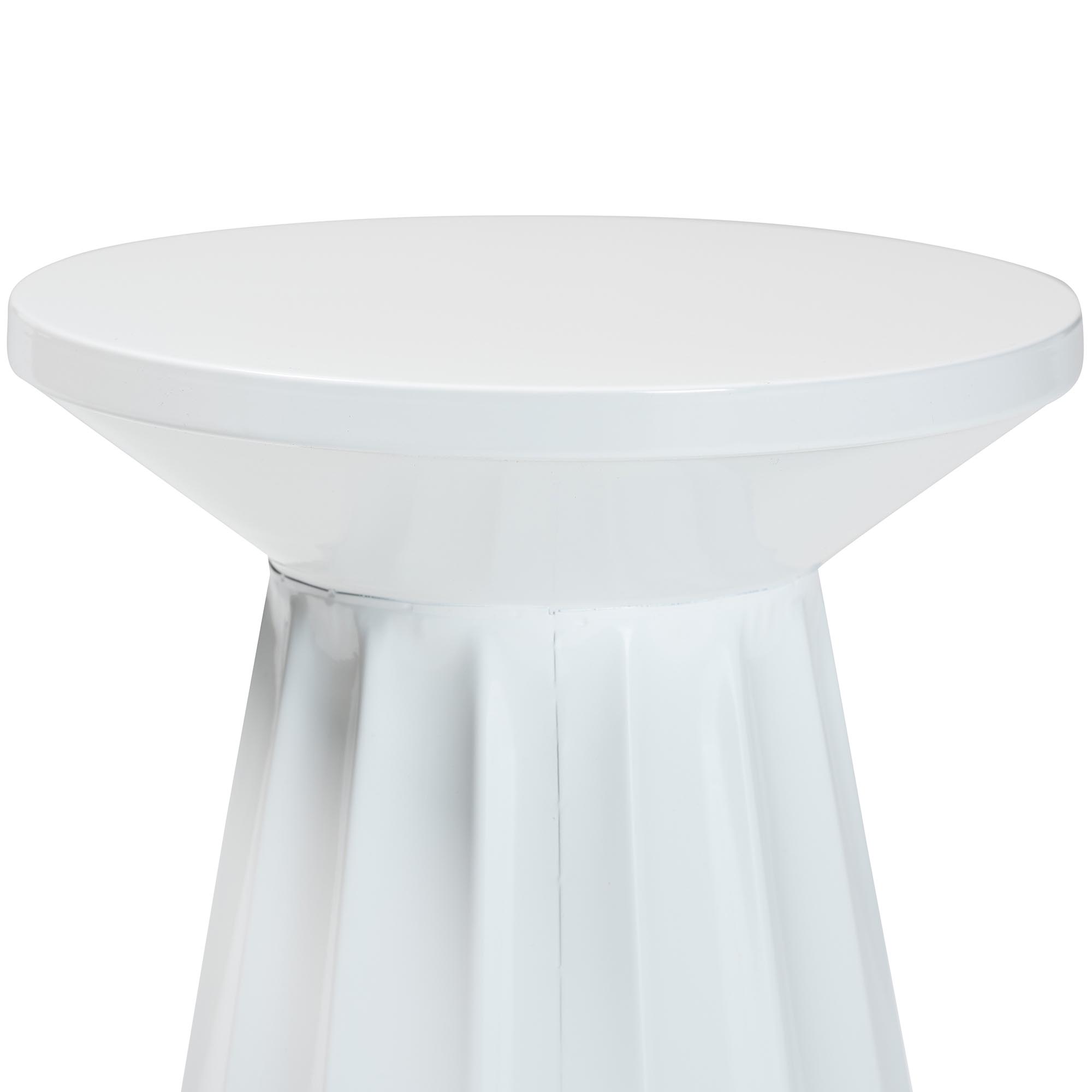Baxton Studio Ulmer Metal Scalloped Side Table - Modern Round Accent Table for Indoor or Semi-Outdoor Use, White
