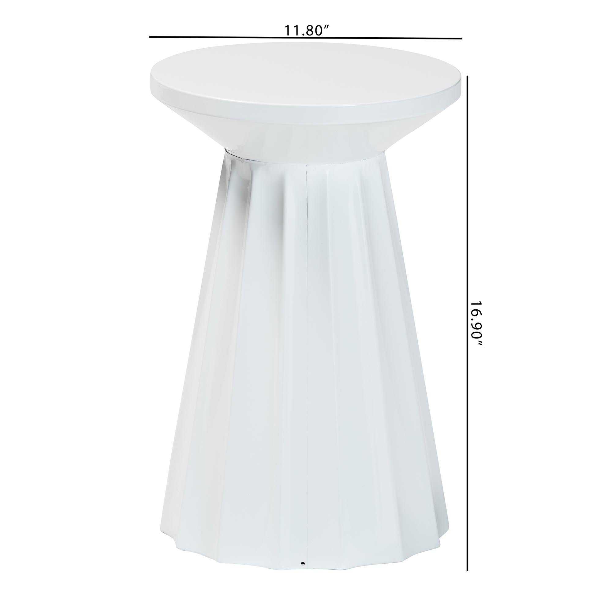 Baxton Studio Ulmer Metal Scalloped Side Table - Modern Round Accent Table for Indoor or Semi-Outdoor Use, White