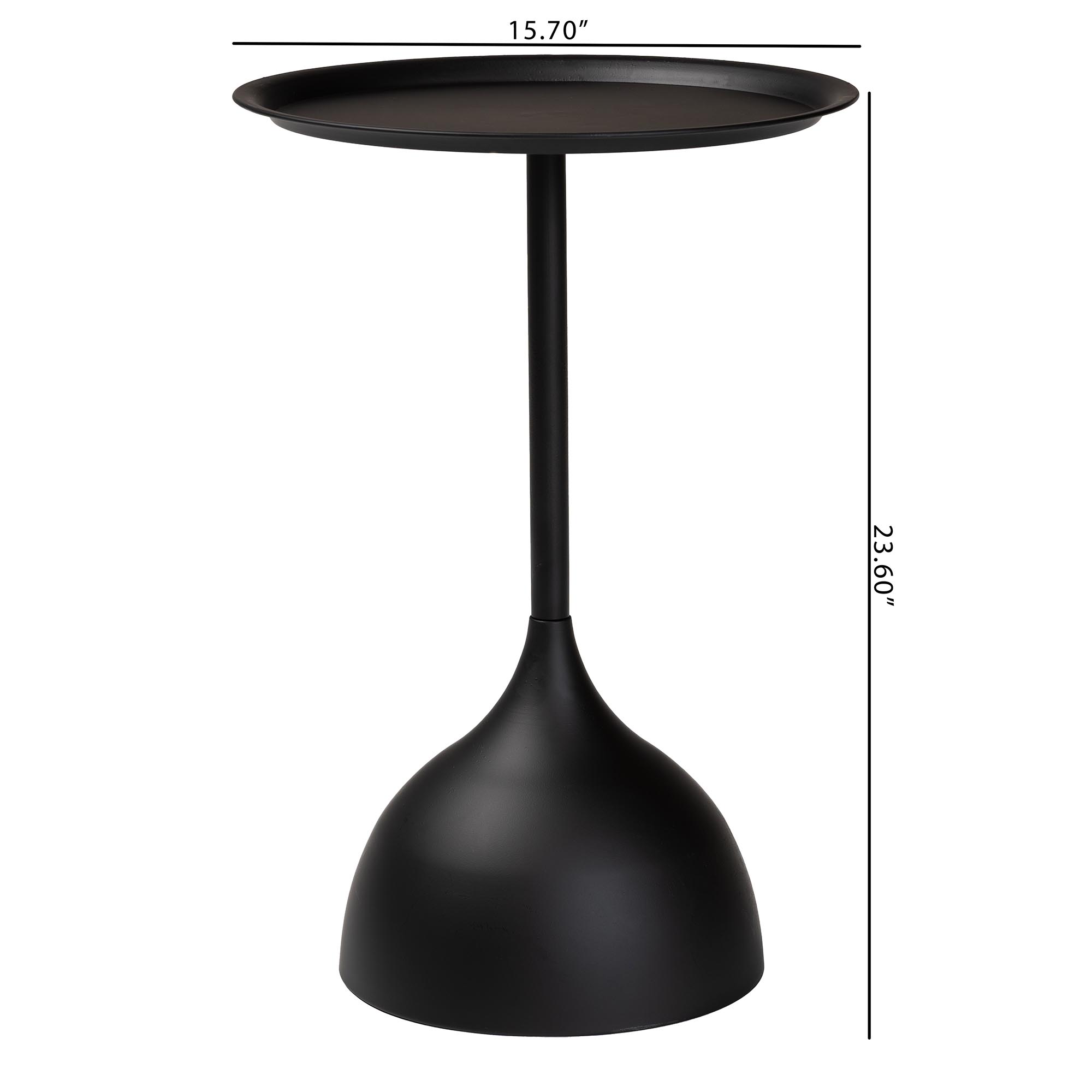 Baxton Studio Webb Black Metal Pedestal Side Table - Modern Accent Table with Round Tray Top for Indoor or Semi-Outdoor Use