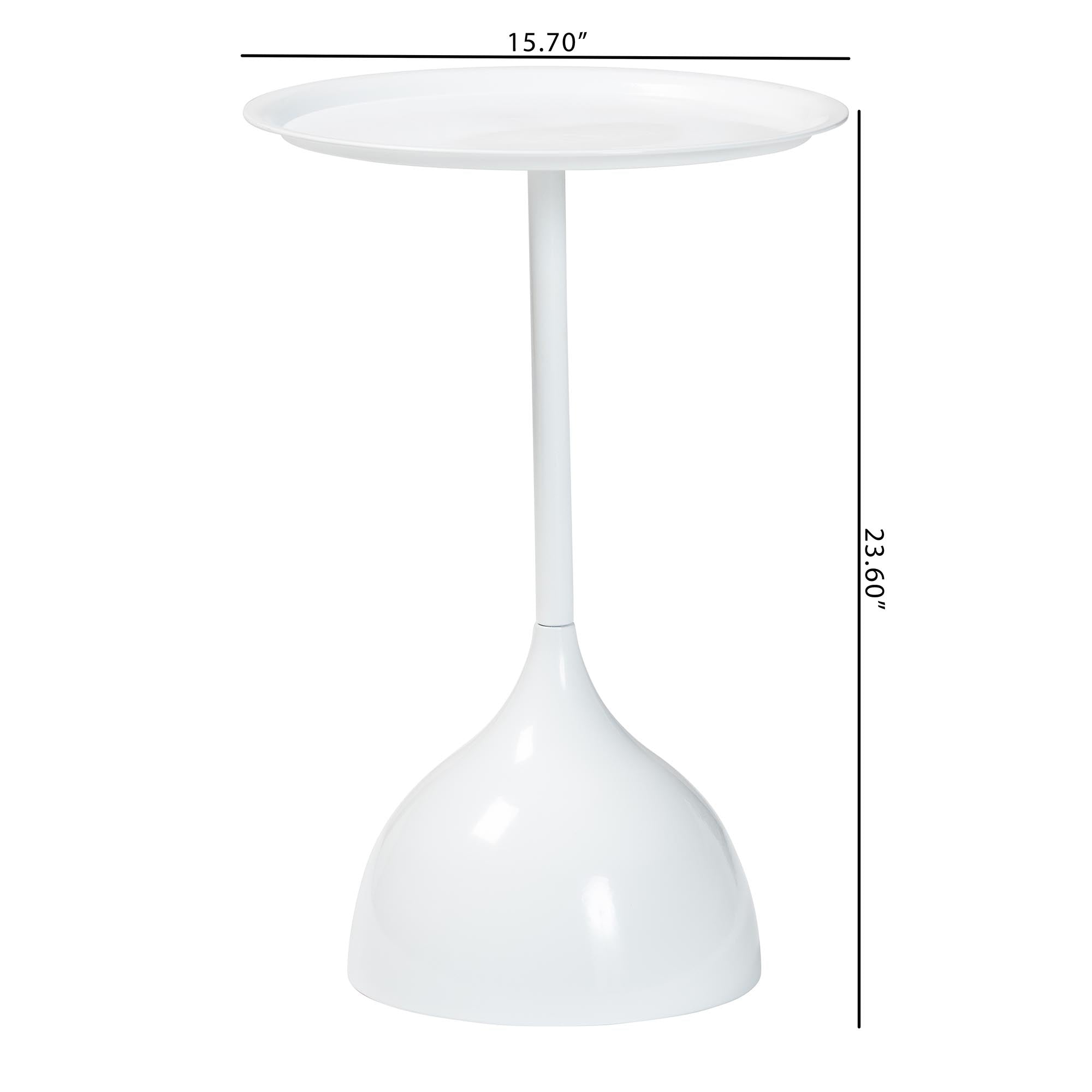 Baxton Studio Webb White Metal Pedestal Side Table - Modern Accent Table with Round Tray Top for Indoor or Semi-Outdoor Use