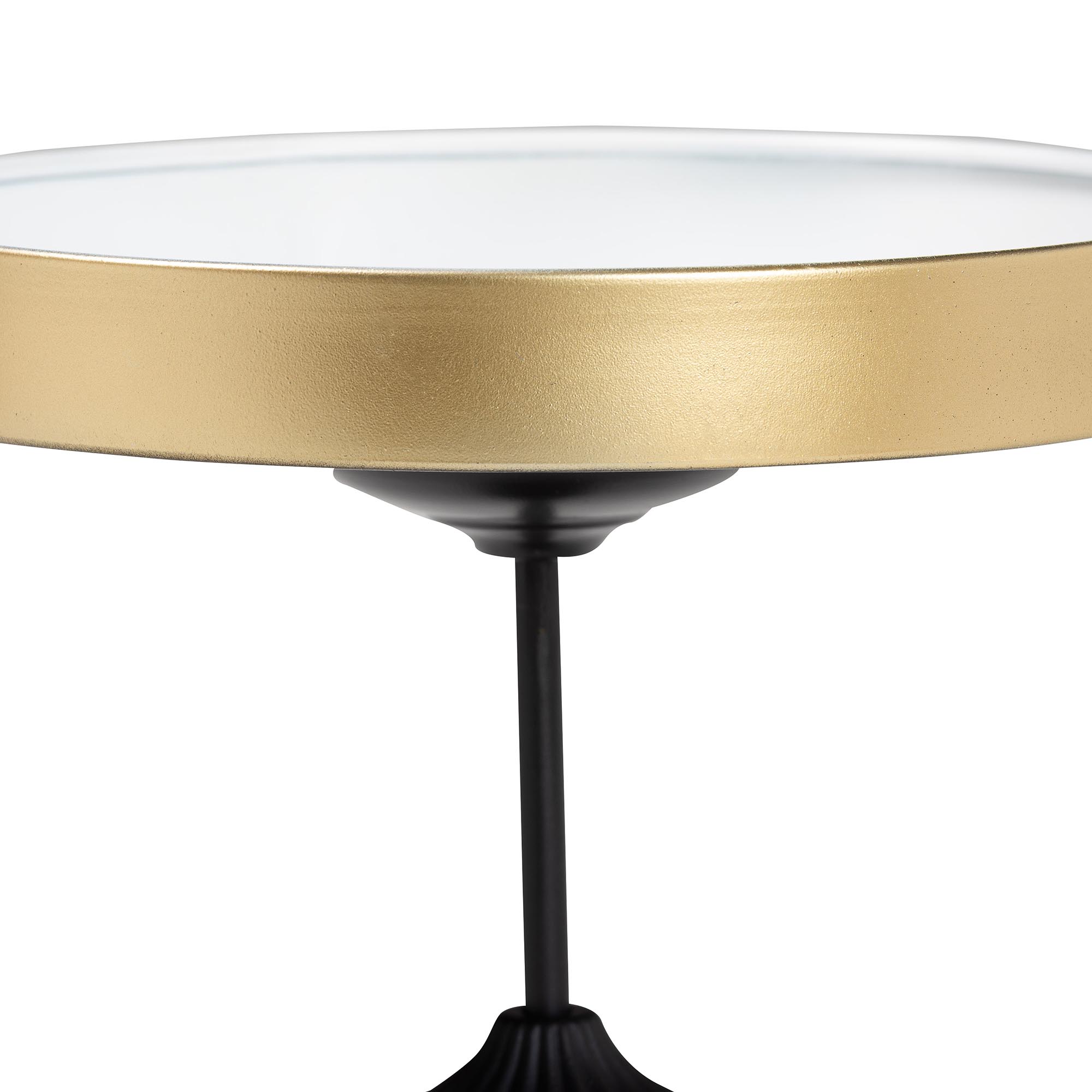 Baxton Studio Javion Modern Glam Round Accent Side Table - Black & Gold Metal End Table with Tray Top for Indoor or Semi-Outdoor Use
