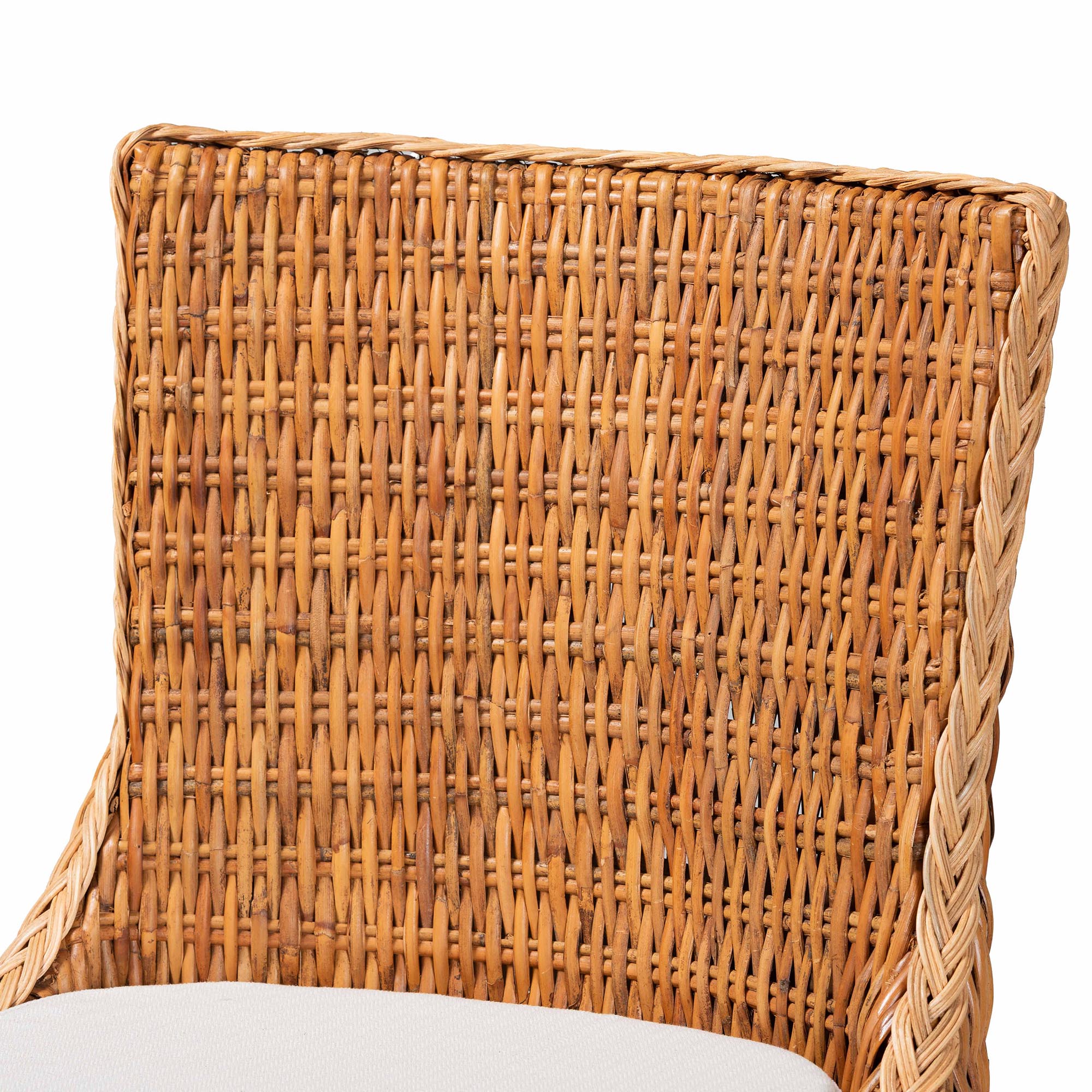 bali & pari Derris Natural Rattan Counter Stool with Cushion - Tall Wingback Stool with Solid Mango Wood Legs and Footrest, Boho Coastal Style for Kitchen Island or Dining Area Seating, Light Honey