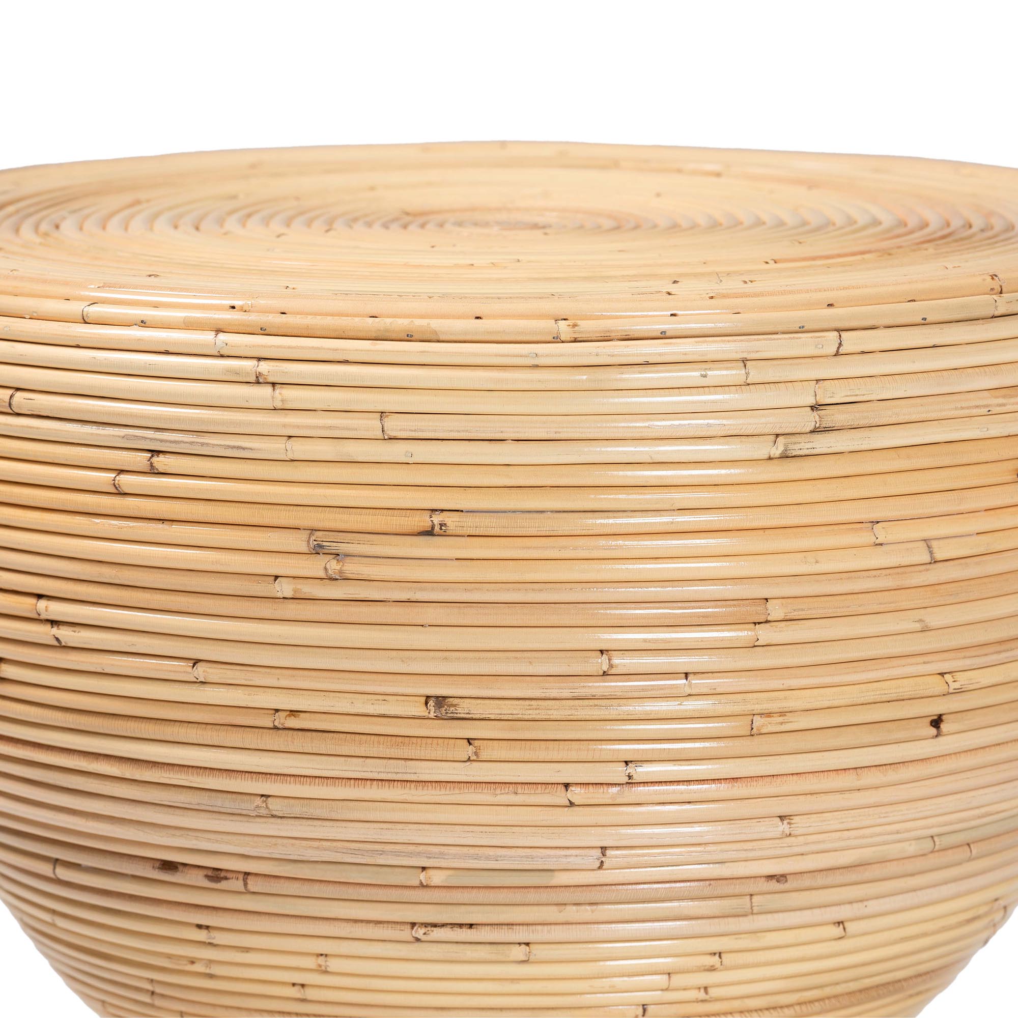 bali & pari Tokyo Laminated Natural Rattan Side Table -  Hourglass Accent Table with Modern Sculptural Design, Boho Chic Style for Living Room or Bedroom, Natural