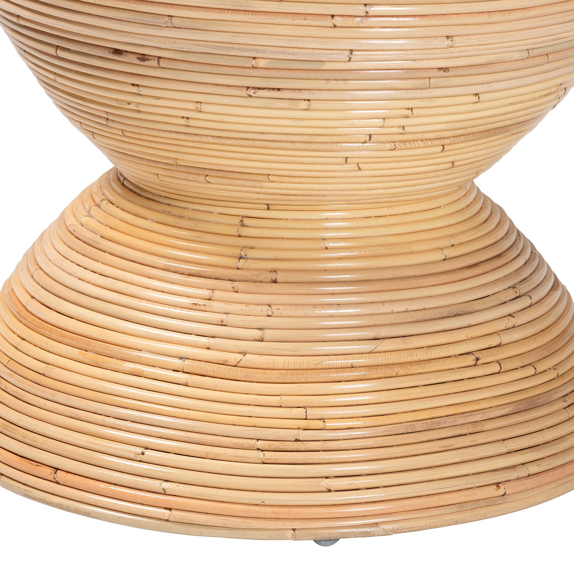 bali & pari Tokyo Laminated Natural Rattan Side Table -  Hourglass Accent Table with Modern Sculptural Design, Boho Chic Style for Living Room or Bedroom, Natural