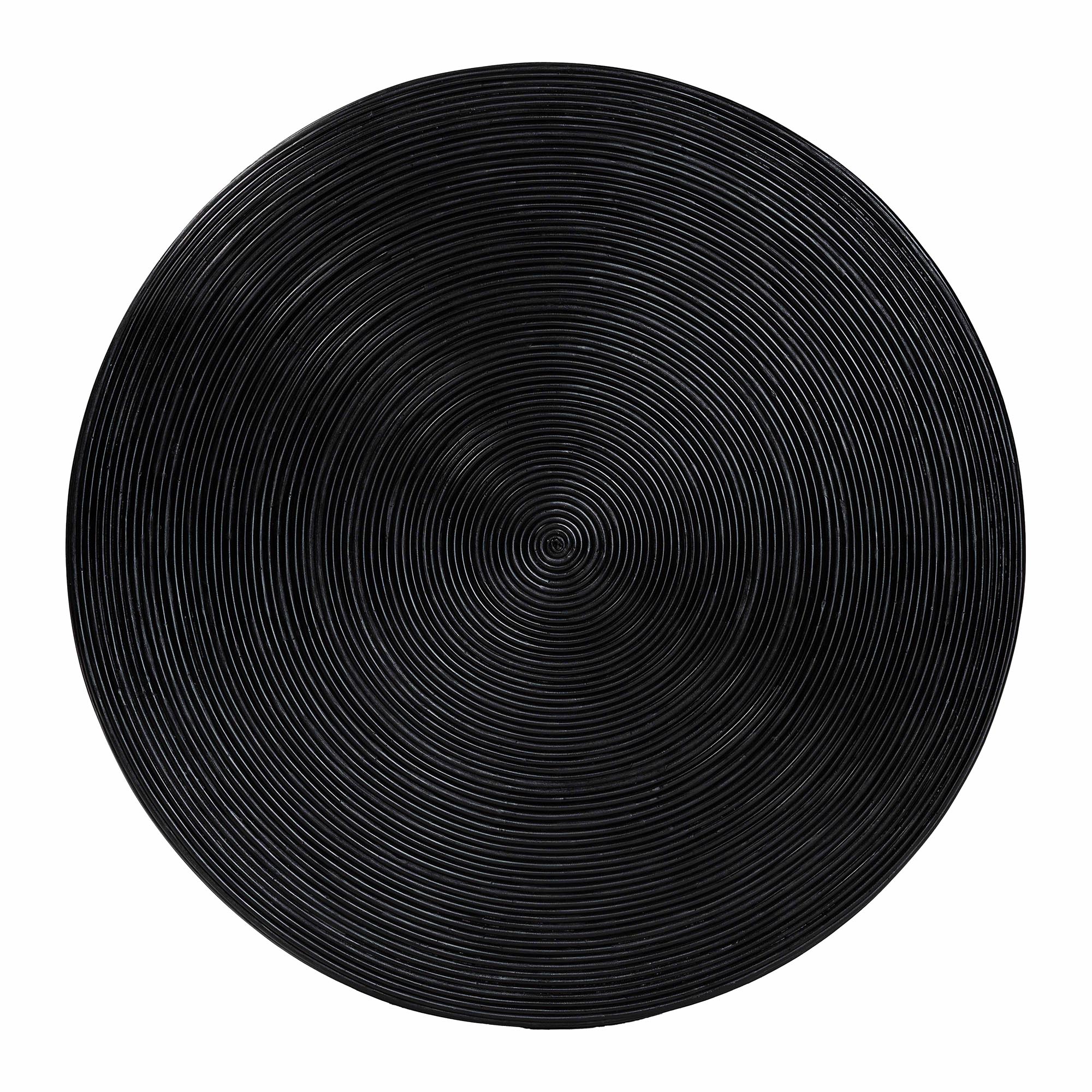 bali & pari Tokyo Laminated Natural Rattan Coffee Table - Handcrafted Bowl -Shaped Center Table for Living Room, Coastal Boho Style Furniture in Black
