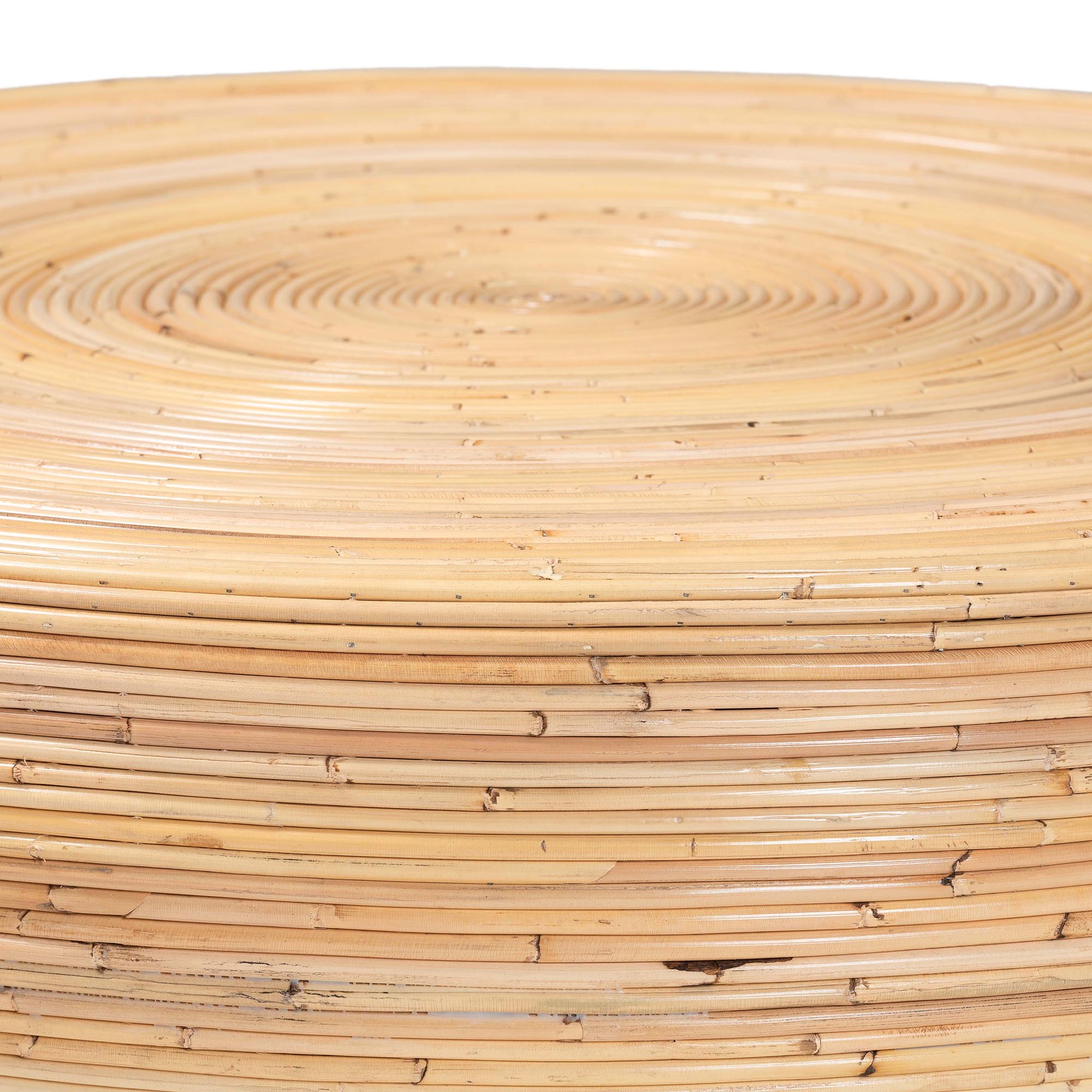 bali & pari Tokyo Laminated Natural Rattan Coffee Table - Handcrafted Bowl -Shaped Center Table for Living Room, Coastal Boho Style Furniture in Natural Brown