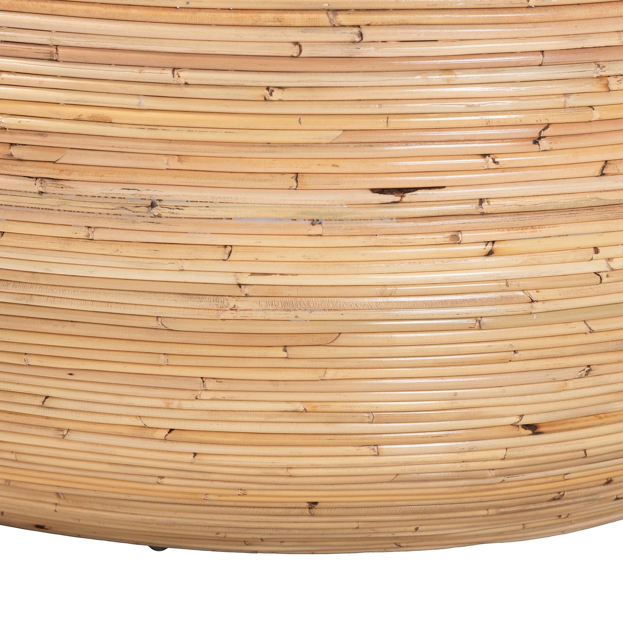 bali & pari Tokyo Laminated Natural Rattan Coffee Table - Handcrafted Bowl -Shaped Center Table for Living Room, Coastal Boho Style Furniture in Natural Brown