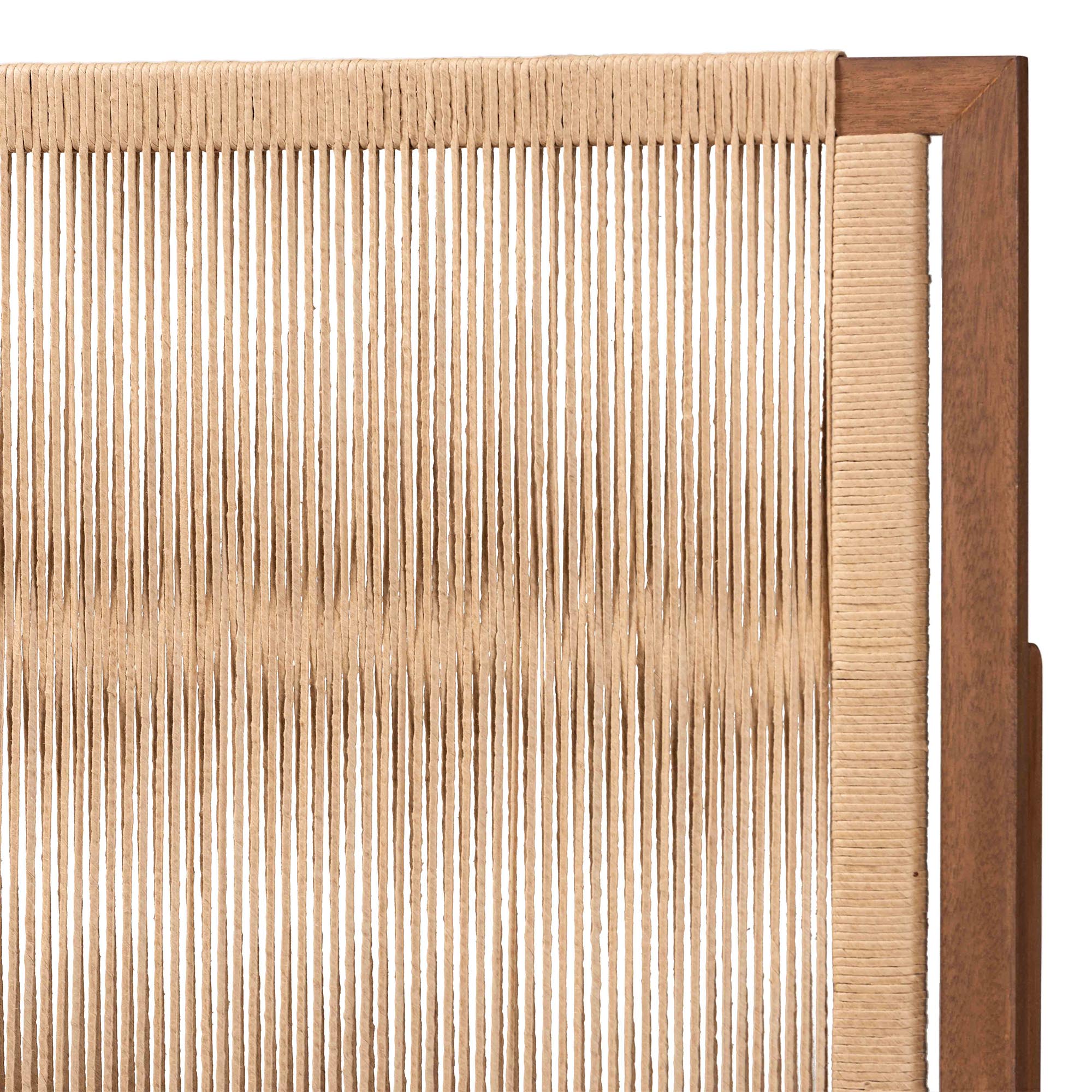 bali & pari Holitz Natural Rope Woven Headboard - Mountable Bed Backboard with Bayur Wood Frame, Modern Boho Accent for Bedroom Decor, King