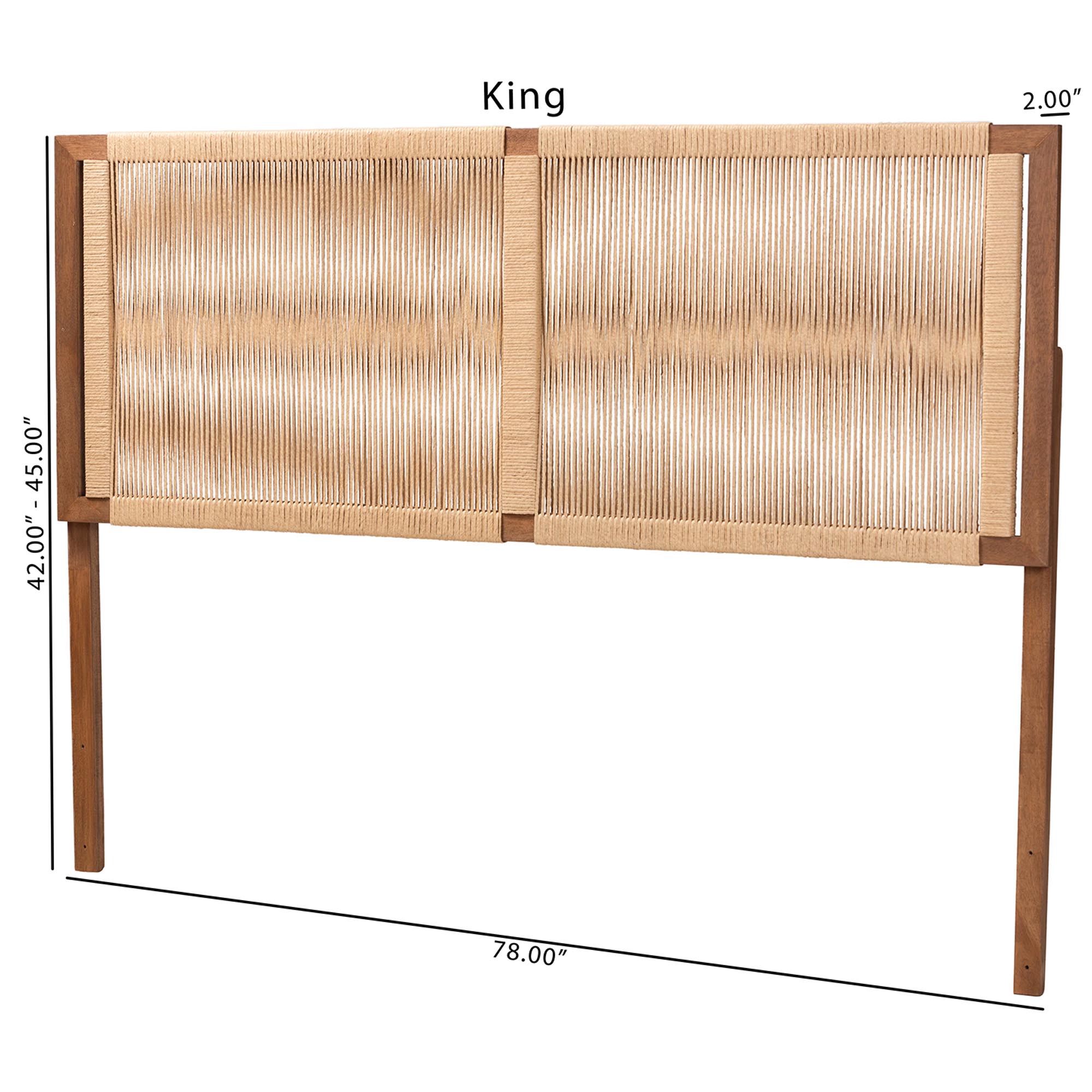 bali & pari Holitz Natural Rope Woven Headboard - Mountable Bed Backboard with Bayur Wood Frame, Modern Boho Accent for Bedroom Decor, King