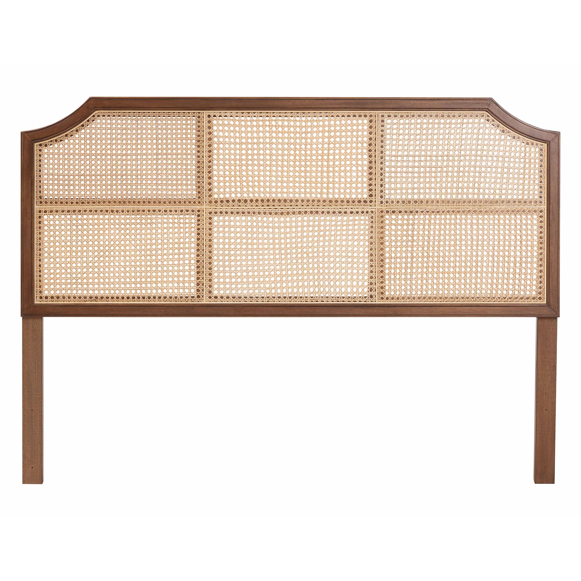 Baxton Studio Hermine Bamboo Woven Headboard - Solid Wood Bed Backrest Panel with Curved Top, Boho Coastal Bed Accent, Queen Size