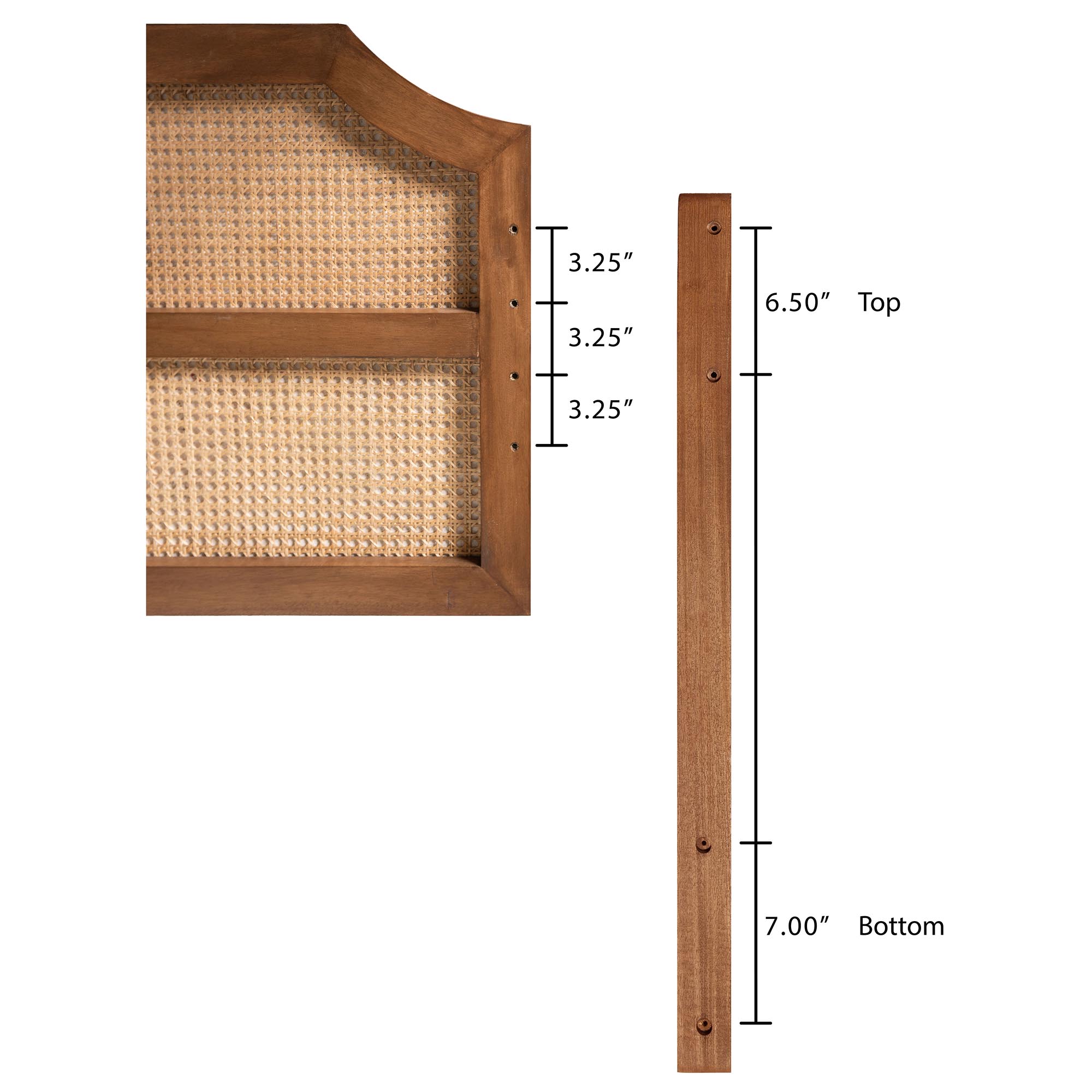 Baxton Studio Hermine Bamboo Woven Headboard - Solid Wood Bed Backrest Panel with Curved Top, Boho Coastal Bed Accent, Queen Size