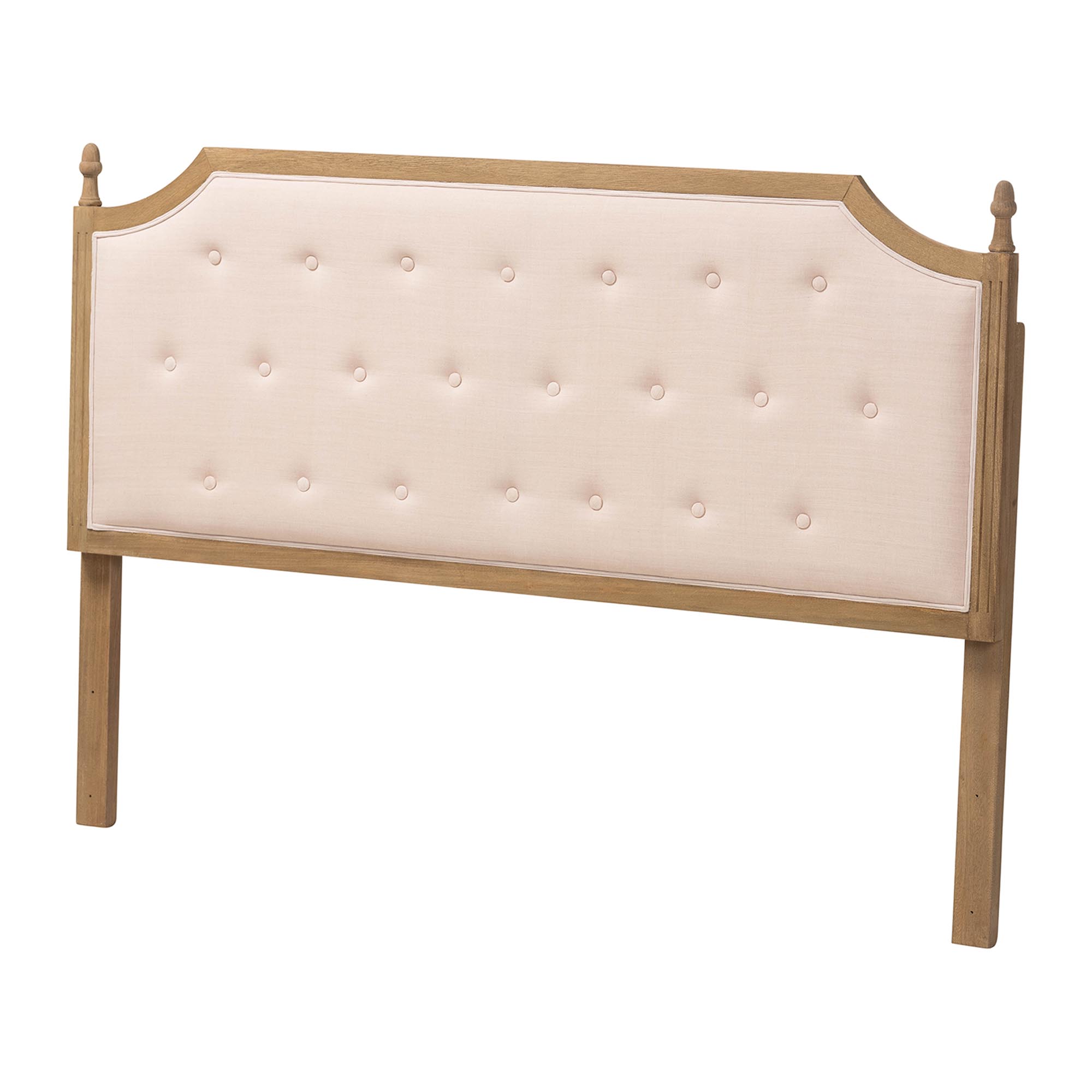 Baxton Studio Lourdes Upholstered Headboard with Solid Wood Frame - Tufted Backrest Panel with Curved Top, Elegant Bedroom Decor, Queen Size