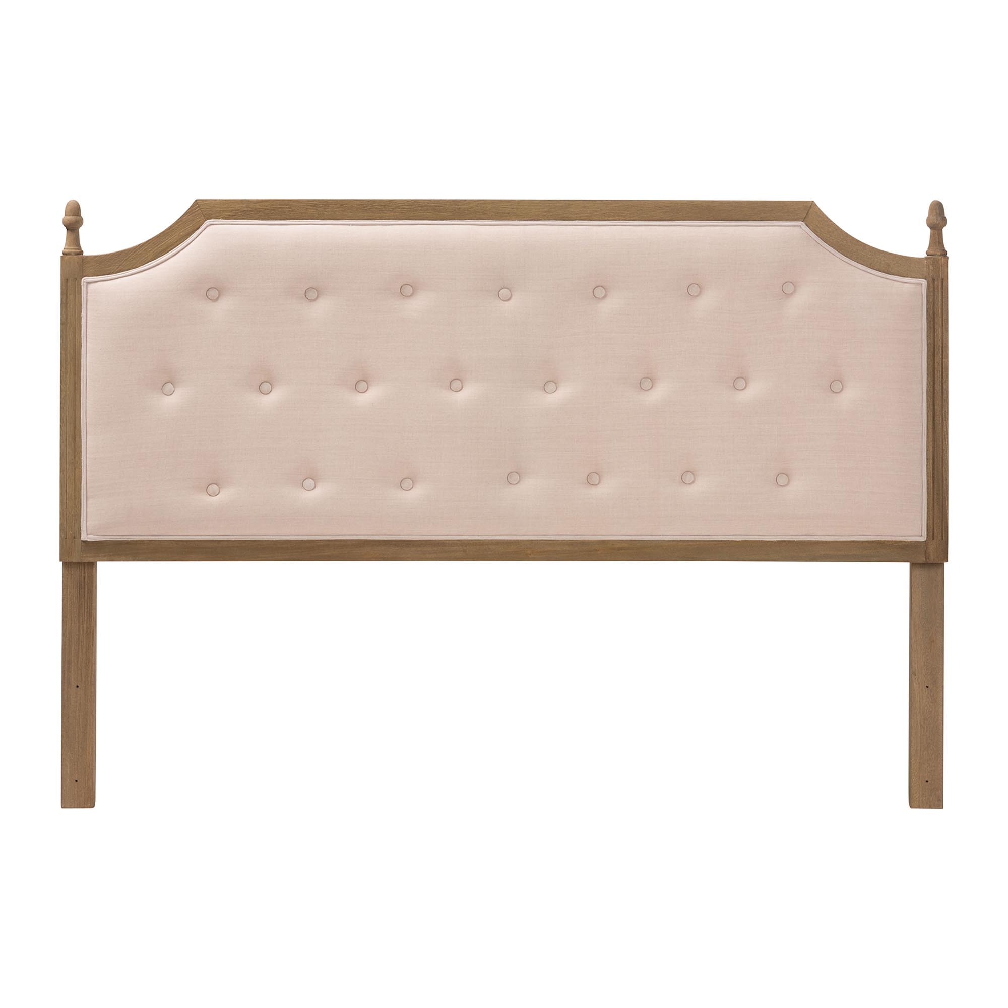 Baxton Studio Lourdes Upholstered Headboard with Solid Wood Frame - Tufted Backrest Panel with Curved Top, Elegant Bedroom Decor, Queen Size