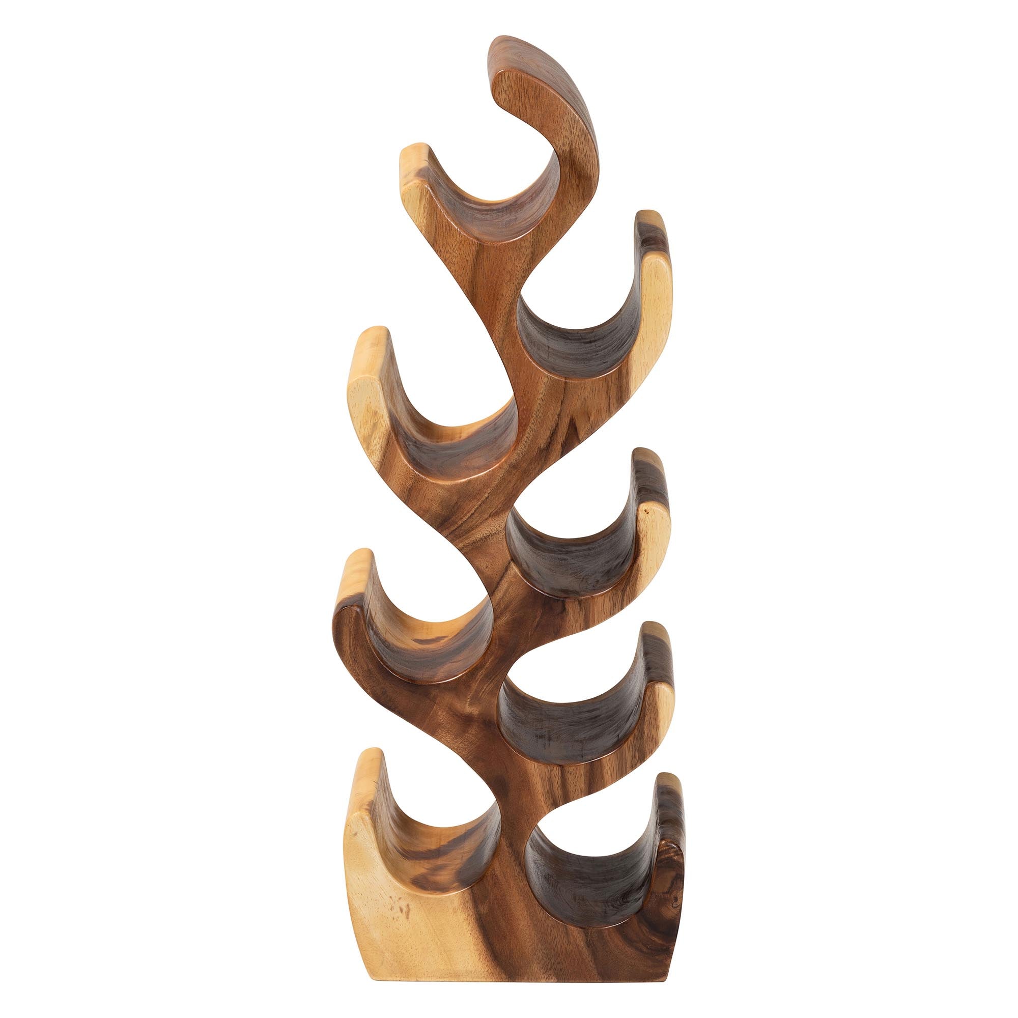 bali & pari Matana Suar Wood Wine Rack with 8-Bottle Capacity, Modern Rustic Wine Organizer Stand with Tree Branch Design, Free-Standing Display for Countertop Home Bar or Kitchen