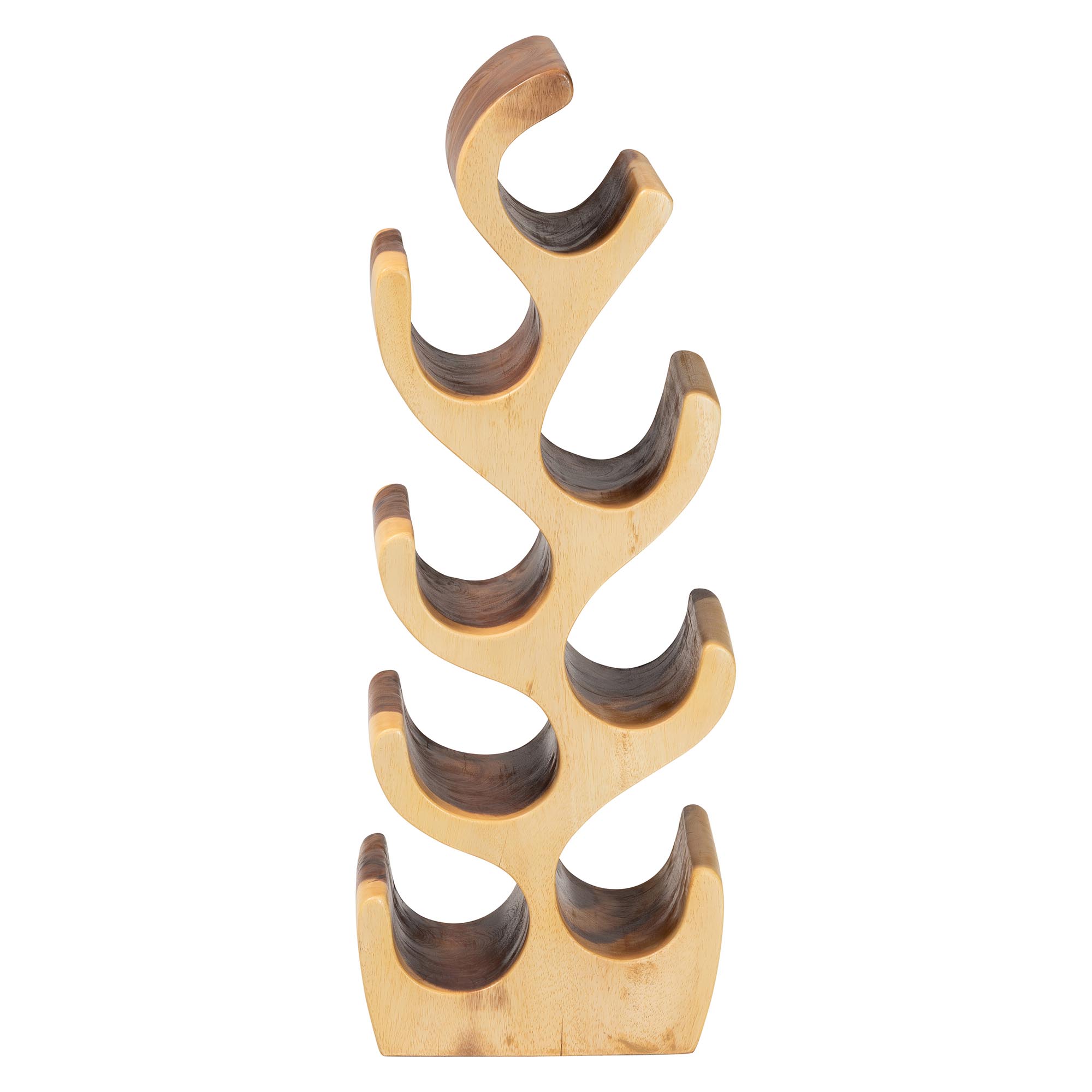 bali & pari Matana Suar Wood Wine Rack with 8-Bottle Capacity, Modern Rustic Wine Organizer Stand with Tree Branch Design, Free-Standing Display for Countertop Home Bar or Kitchen