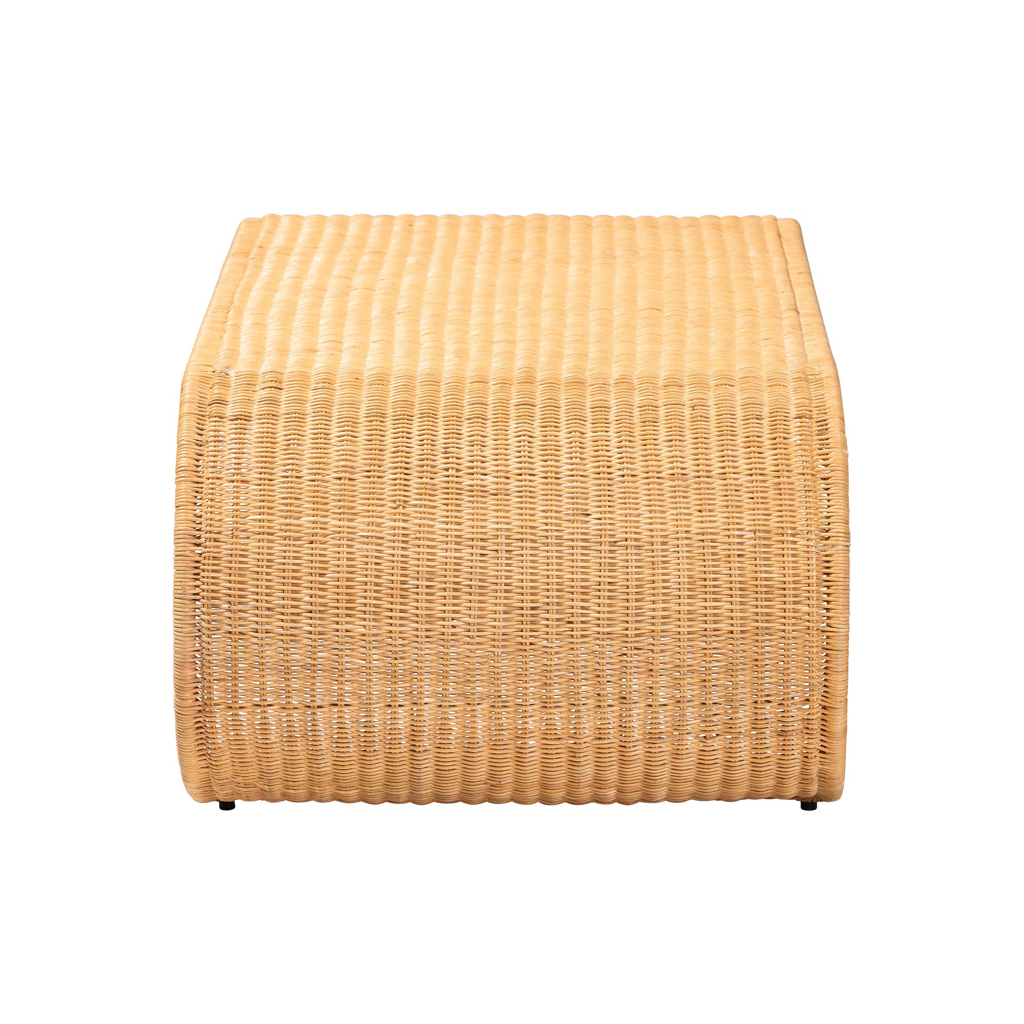bali & pari Palm Waterfall Natural Rattan Coffee Table - Handwoven Wicker Centerpiece with Curved Silhouette for Boho, Coastal, or Tropical Living Room and Lounge Area