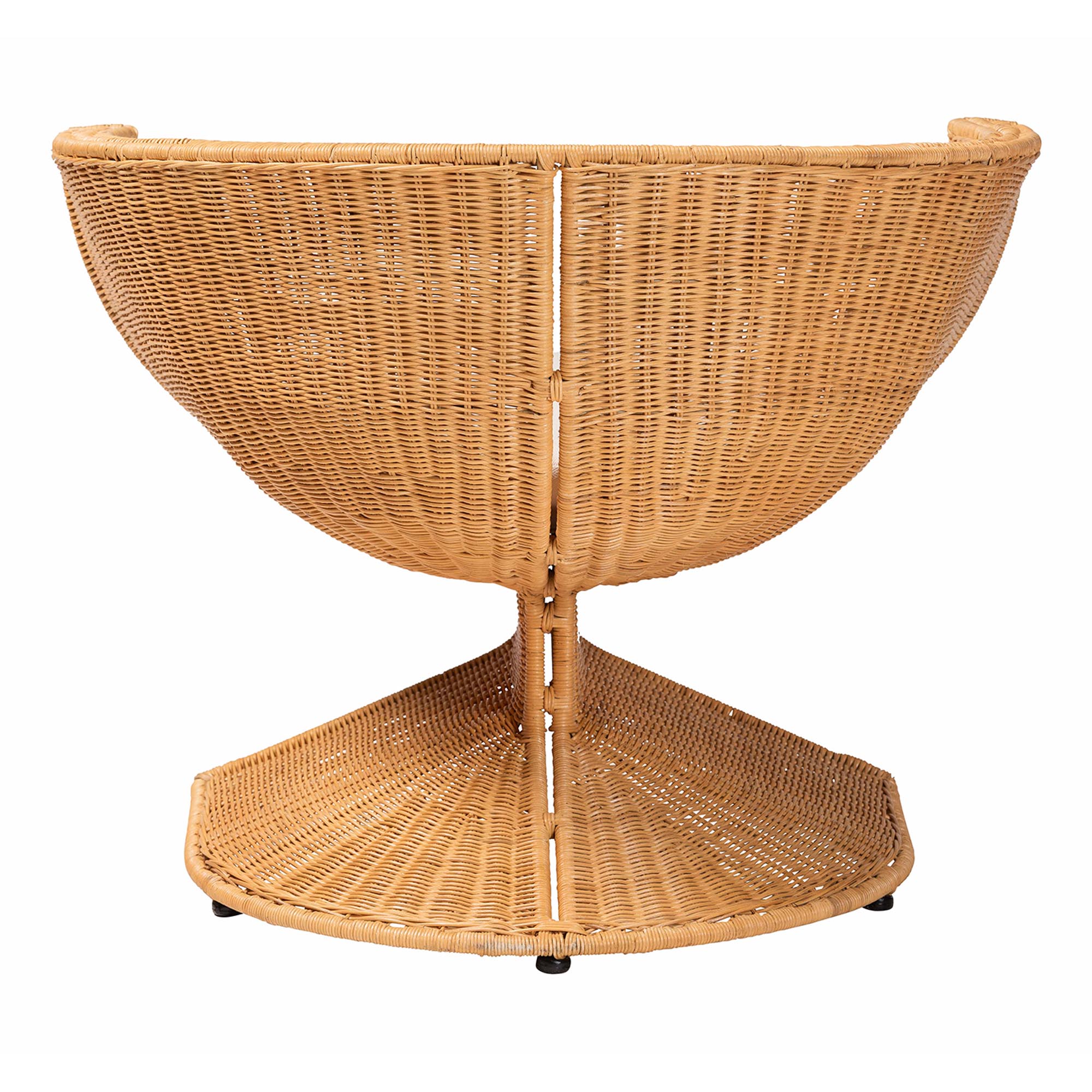 bali & pari Reya Natural Rattan Lounge Chair - Handwoven Wicker Accent Seating with Pedestal Base for Modern Boho, Coastal, or Tropical Living Room Spaces