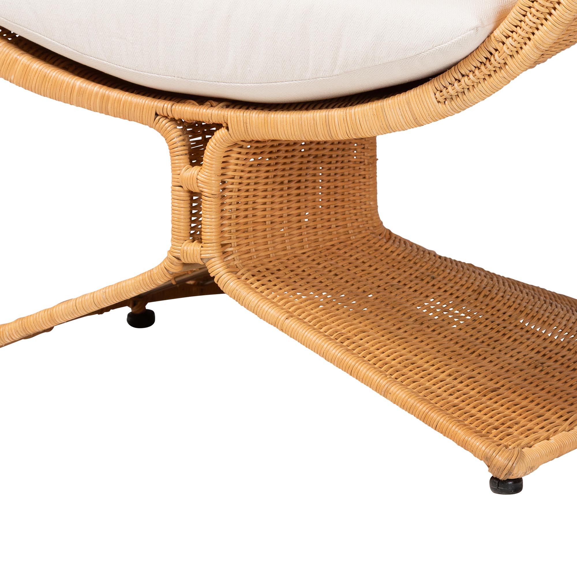 bali & pari Reya Natural Rattan Lounge Chair - Handwoven Wicker Accent Seating with Pedestal Base for Modern Boho, Coastal, or Tropical Living Room Spaces