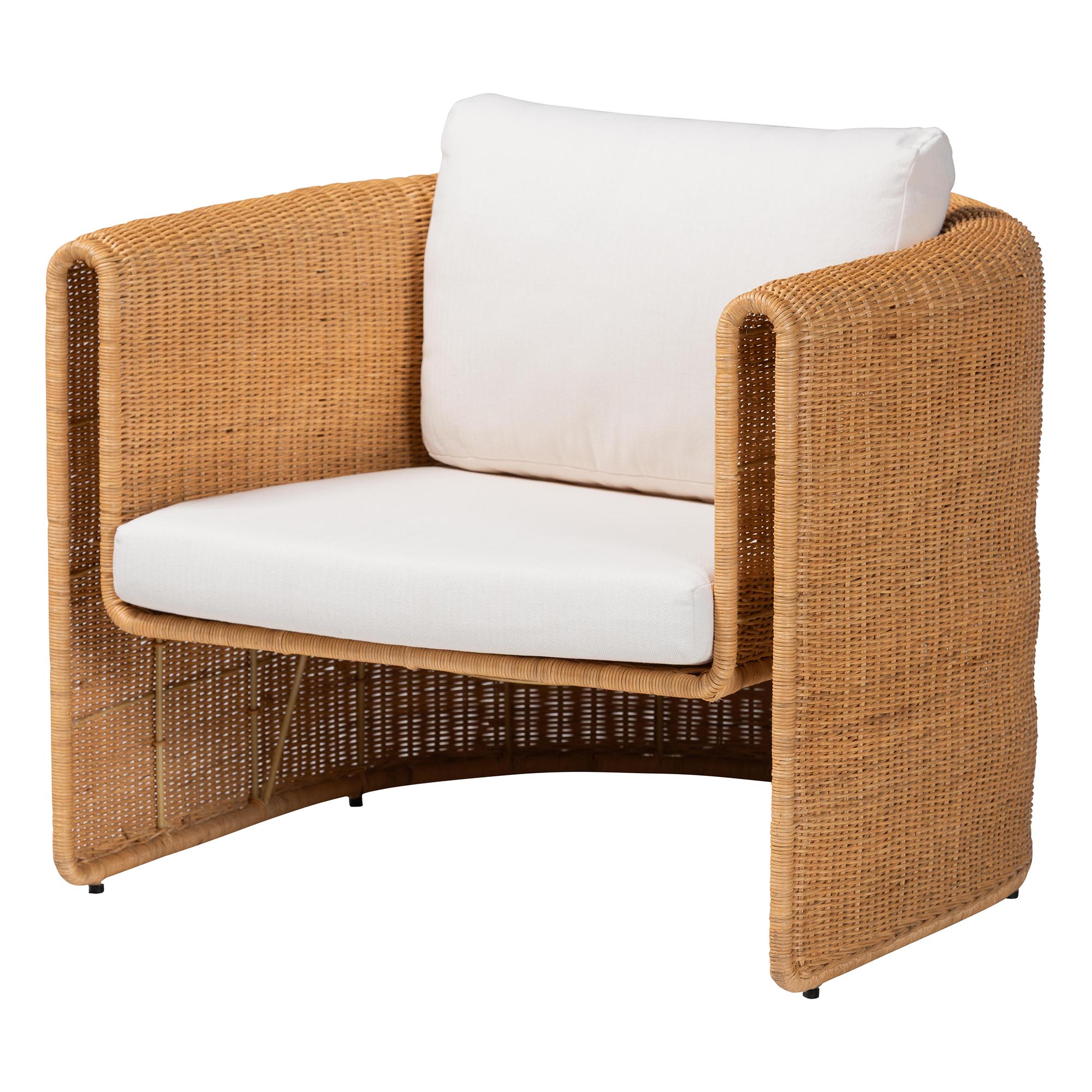 bali & pari Carina Natural Rattan 3-Piece Living Room Set - Lounge Sofa and Armchairs with Handwoven U-Shaped Design for Boho, Coastal, or Tropical Interiors