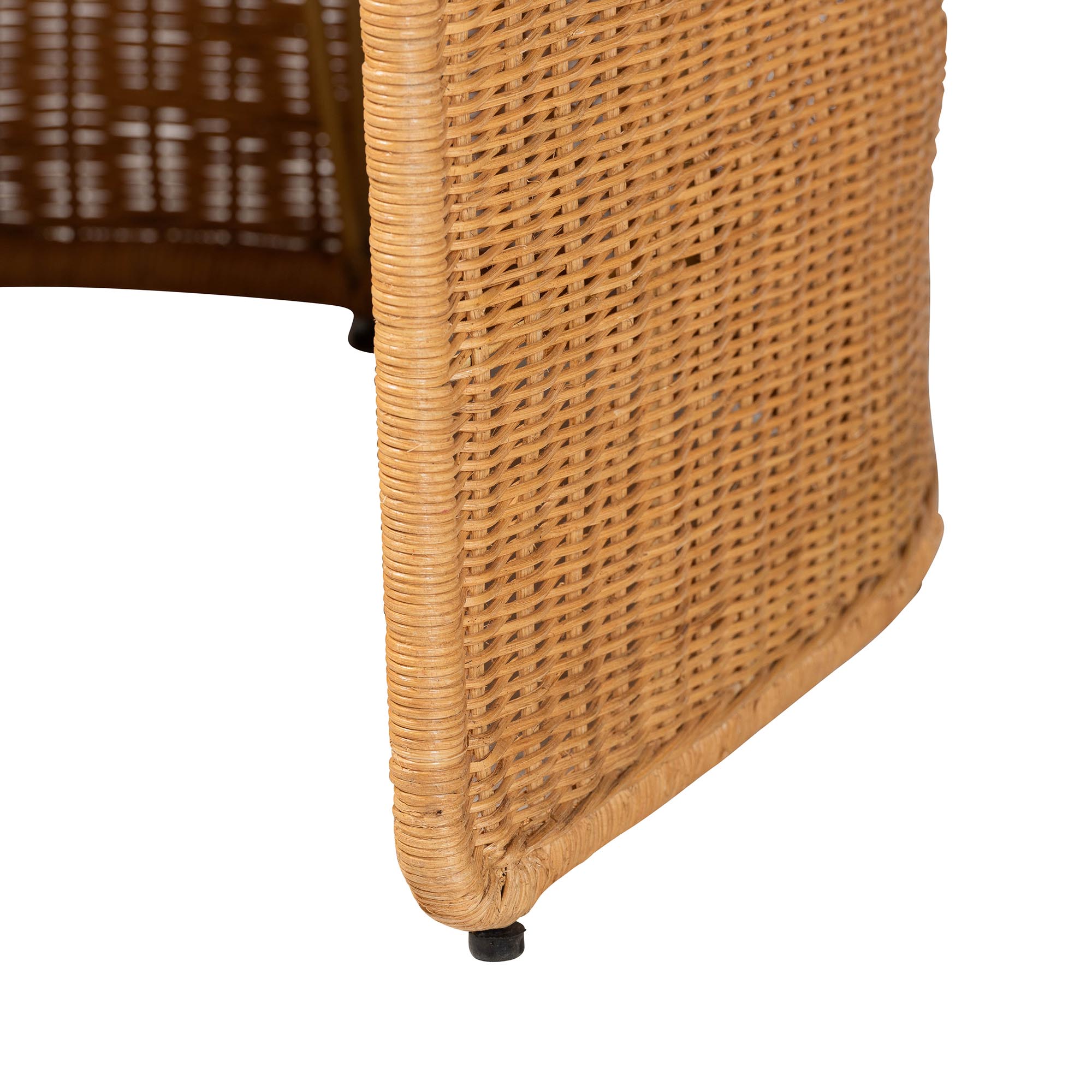 bali & pari Amaya 5-Piece Round Rattan Dining Set - Handwoven Wicker Pedestal Table and 4 Barrel Chairs with Cushion, Coastal Kitchen or Sunroom Furniture