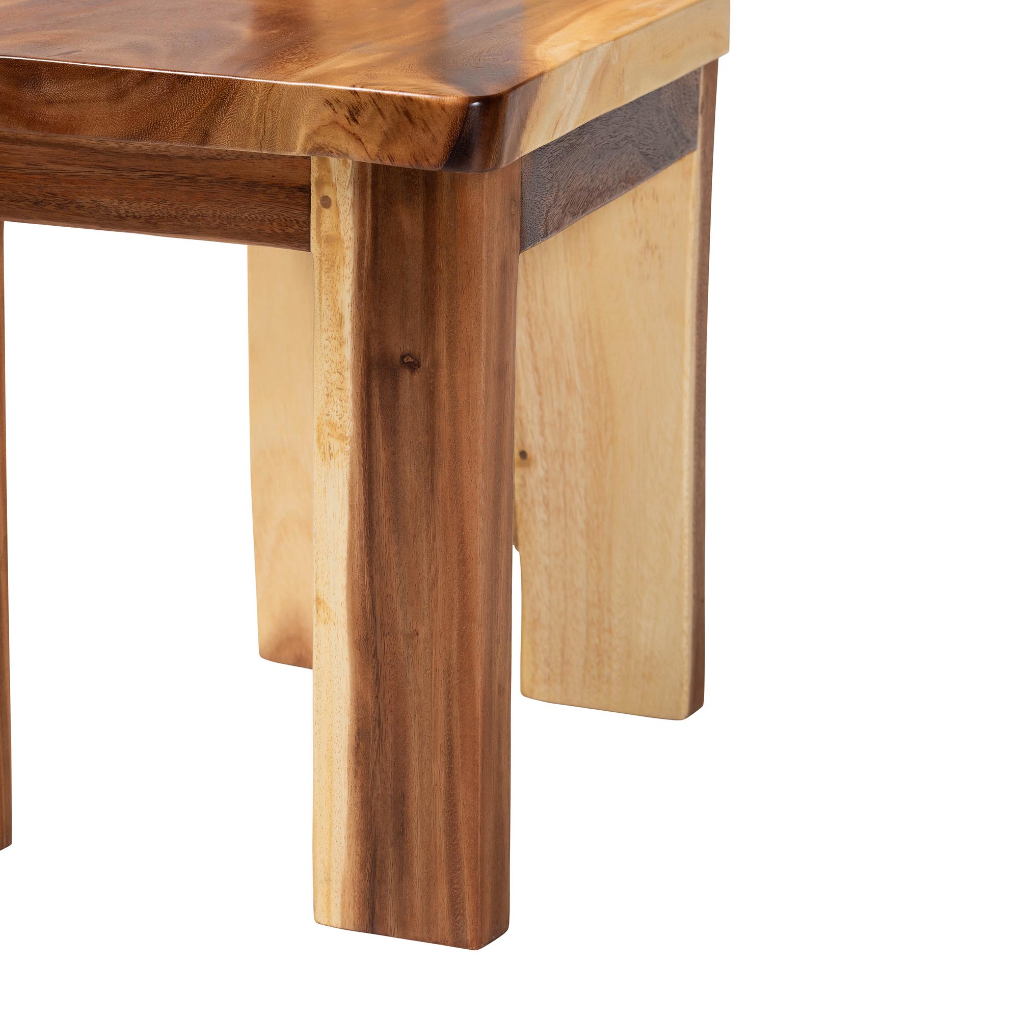 bali & pari Lin Suar Wood Dining Chair Set of 2 - Handcrafted Solid Wood Chair with Natural Grain Pattern, Rustic Modern Accent Seating for Dining Room or Kitchen