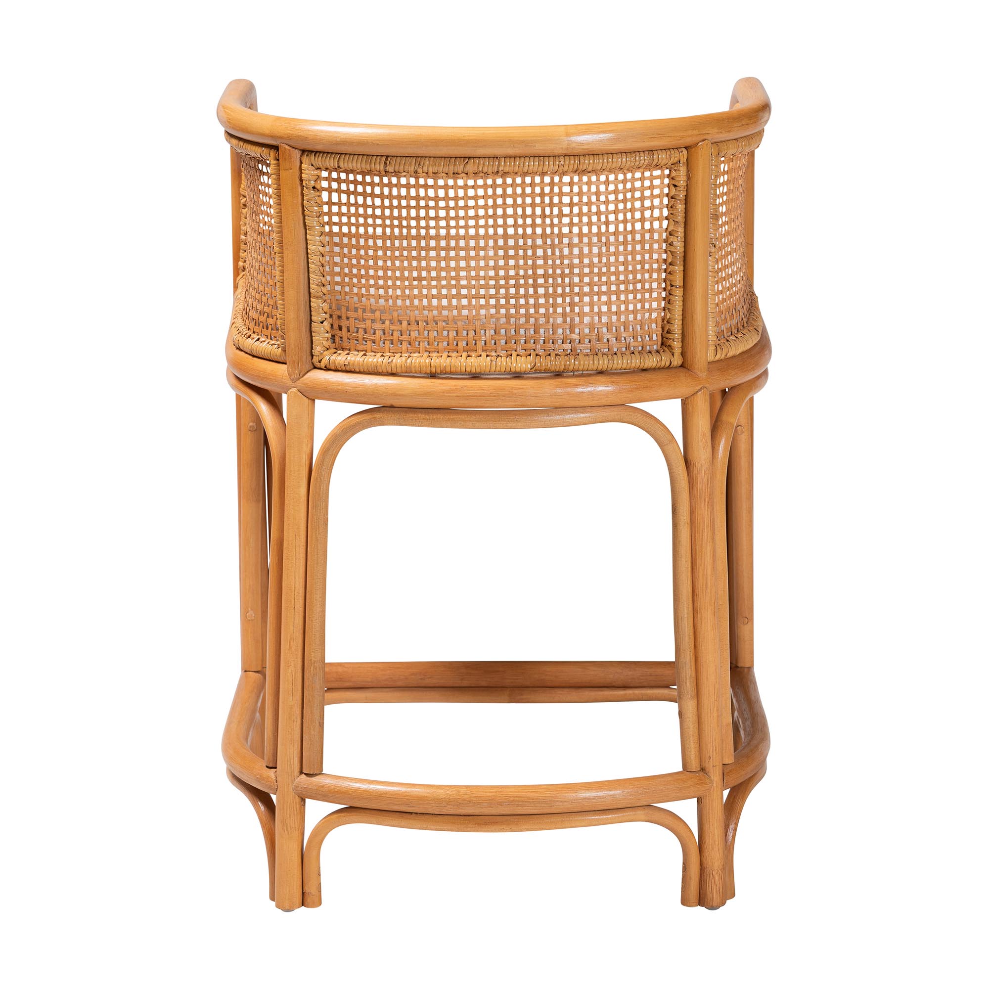 bali & pari Aria Natural Rattan Counter Stool with Backrest and Removable Cushion - Handwoven Cane Counter Height Seating for Kitchen Island or Dining Area