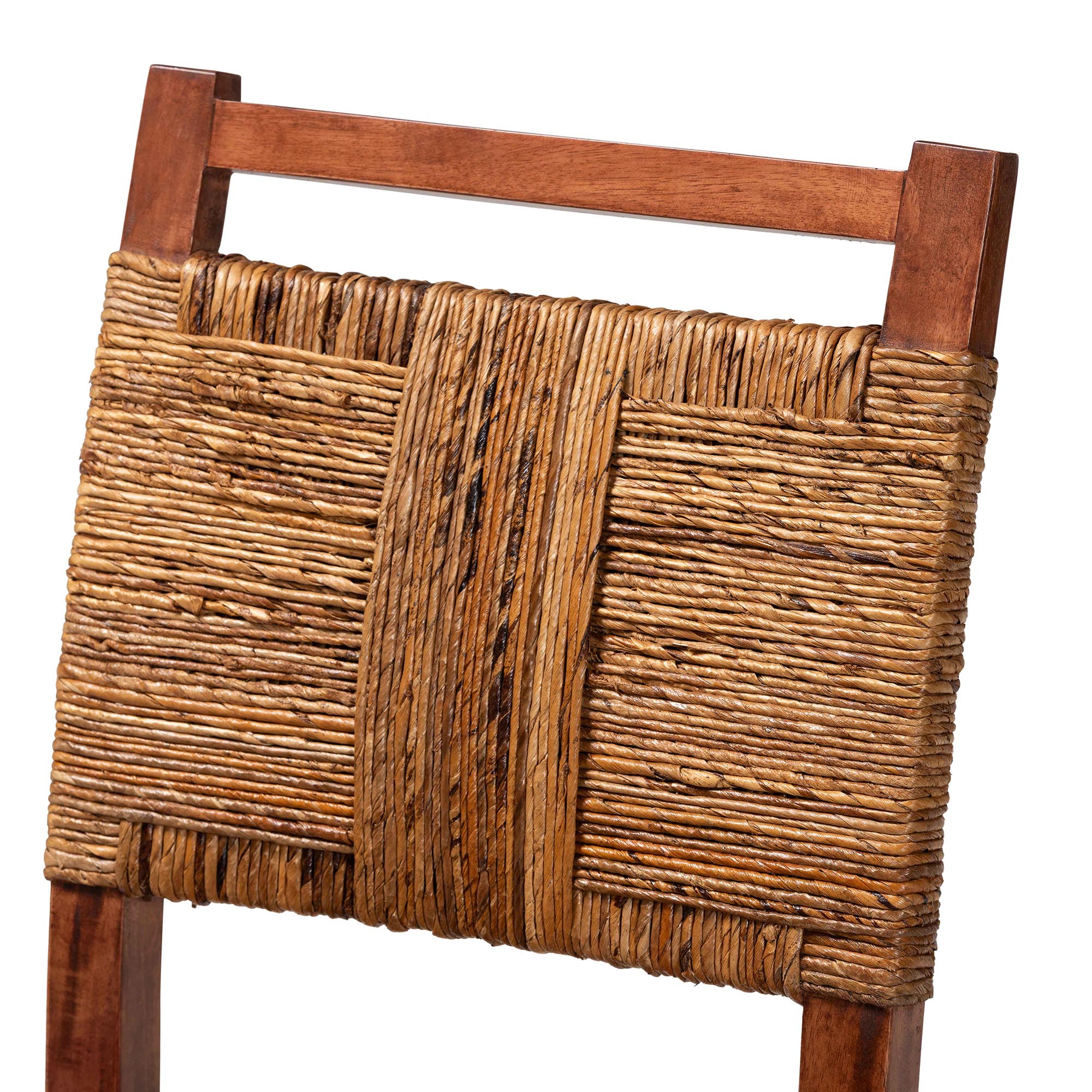 bali & pari Chabela Handwoven Seagrass Dining Chair Set of 2- Solid Mango Wood Frame with Woven Seat and Backrest, Rustic Boho Style Kitchen or Dining Room Seating, Brown