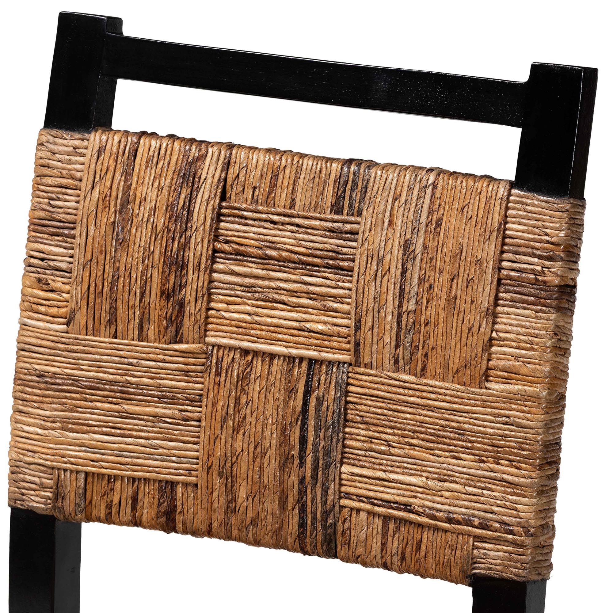 bali & pari Raniya Handwoven Seagrass Dining Chair Set of 2- Solid Mango Wood Frame with Woven Seat and Backrest, Rustic Boho Style Kitchen or Dining Room Seating, Black