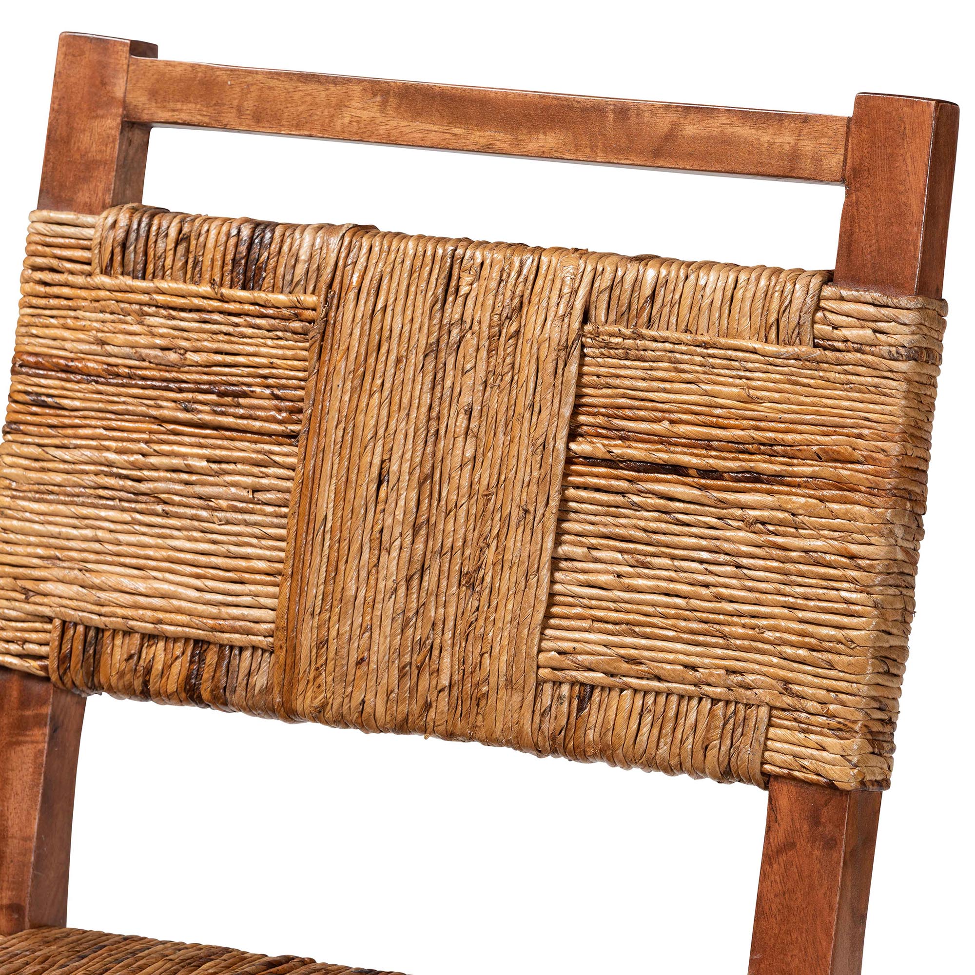 bali & pari Chabela Seagrass Counter Stool Set of 2 - Solid Mango Wood Frame with Woven Seat and Backrest, Rustic Boho Style Dining or Kitchen Island Seating, Brown