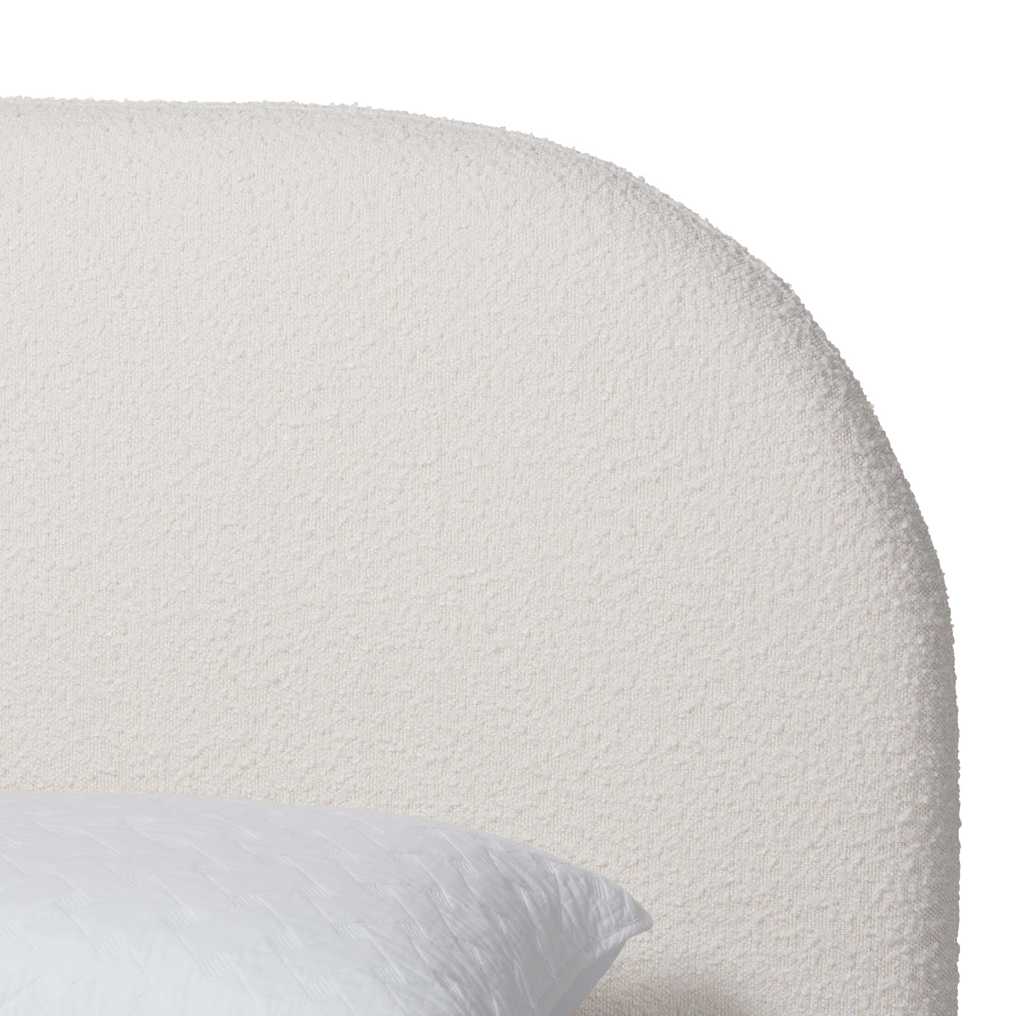 Baxton Studio Cachet Floating Platform Bed with Rounded Headboard - Low Profile Minimalist Boucle Upholstered Bed Frame, Cream, King