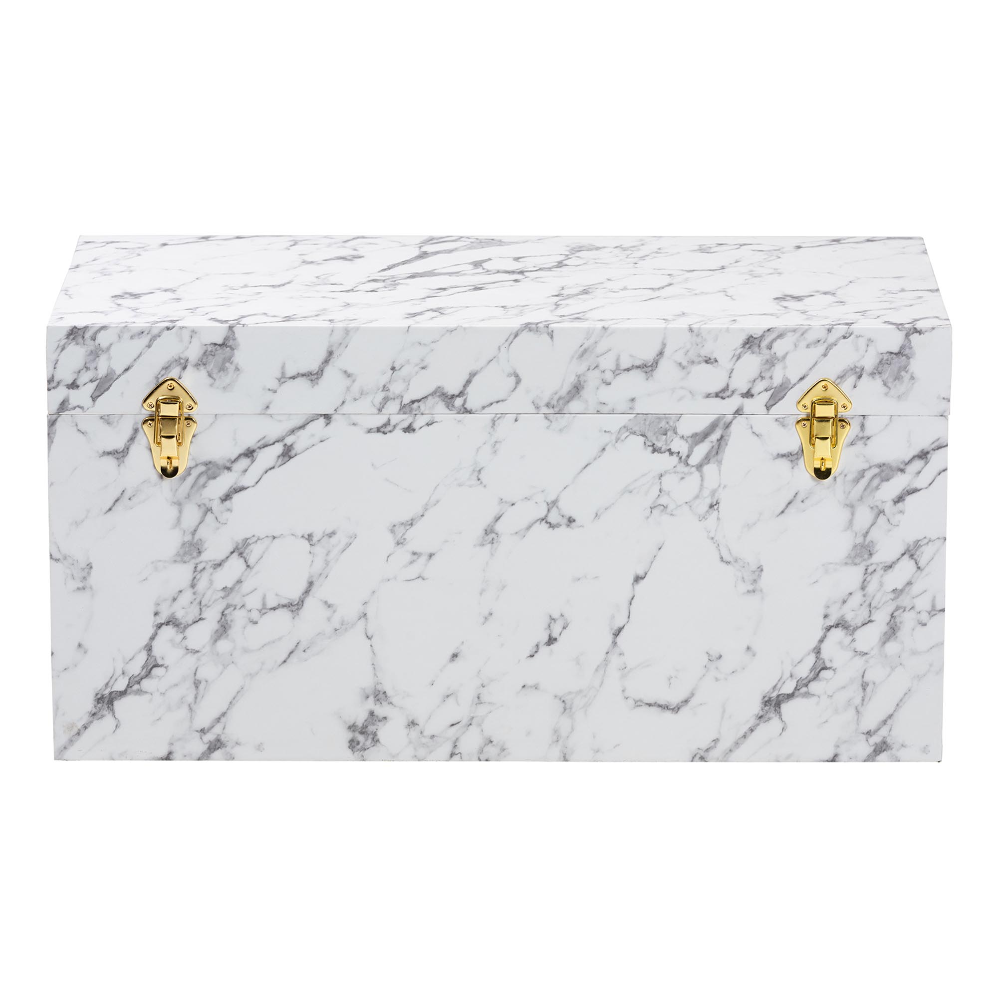 Baxton Studio Brenta Storage Trunk with Lift-Top Lid - Decorative Organizer Chest with Faux Marble Effect, Contemporary Storage Solution