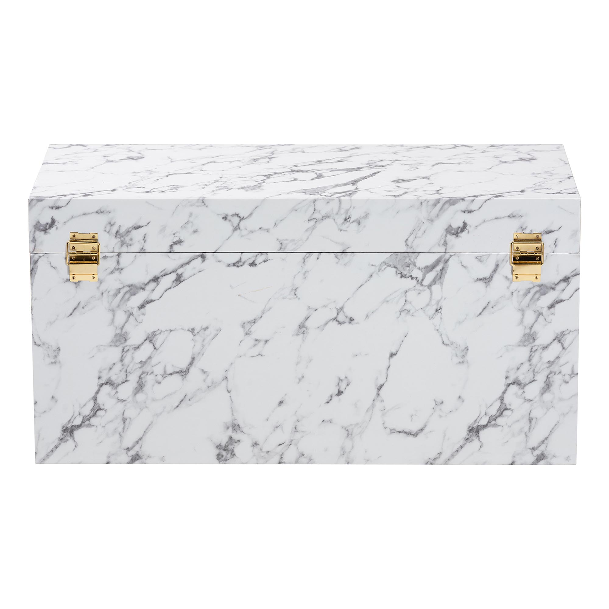 Baxton Studio Brenta Storage Trunk with Lift-Top Lid - Decorative Organizer Chest with Faux Marble Effect, Contemporary Storage Solution