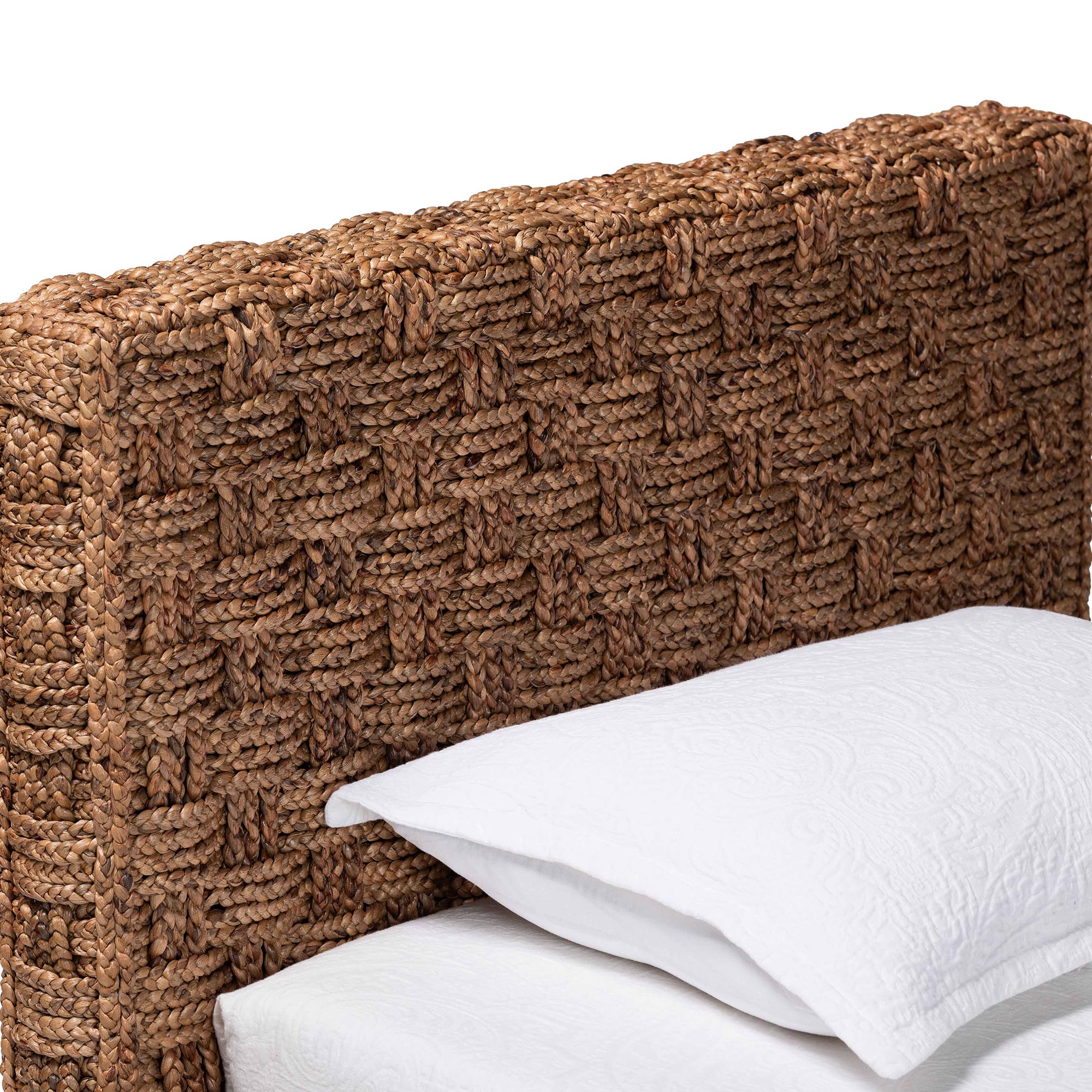 bali & pari Rhinos Handwoven Seagrass Daybed - Twin Size Coastal Boho Bed Frame with Basketweave Design