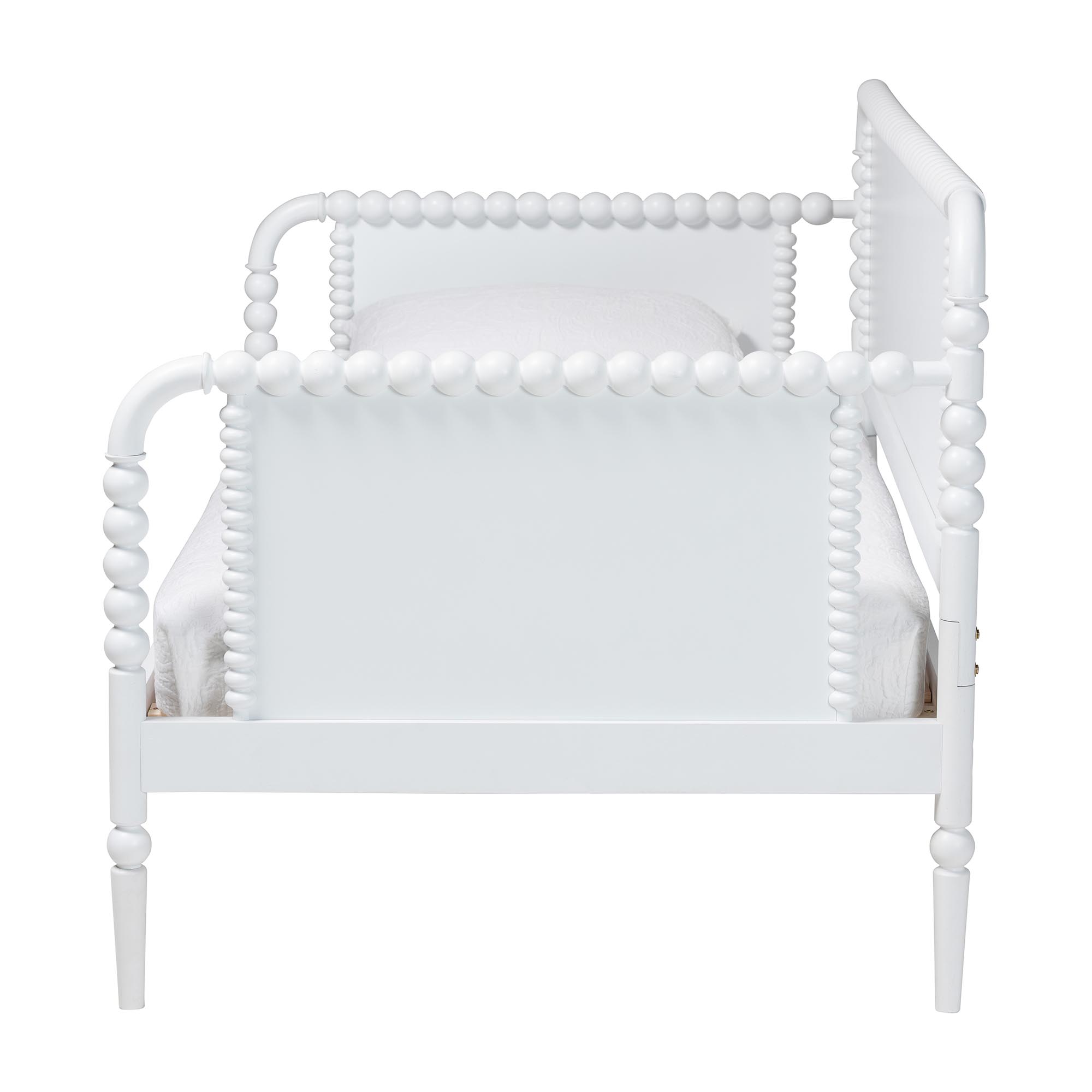 Baxton Studio Lucera Bobbin Daybed - Wooden Bed Frame with Turned Spindle Detailing, Classic Style Sofa Bed for Bedroom or Guest Room, Twin, White