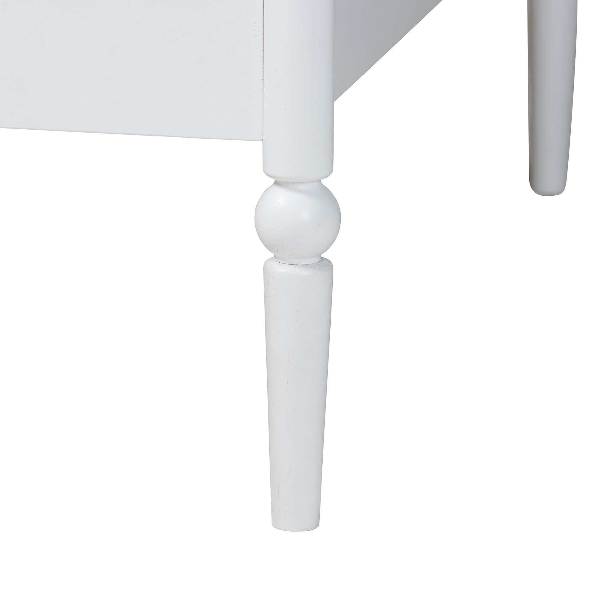 Baxton Studio Lucera Bobbin Daybed - Wooden Bed Frame with Turned Spindle Detailing, Classic Style Sofa Bed for Bedroom or Guest Room, Twin, White