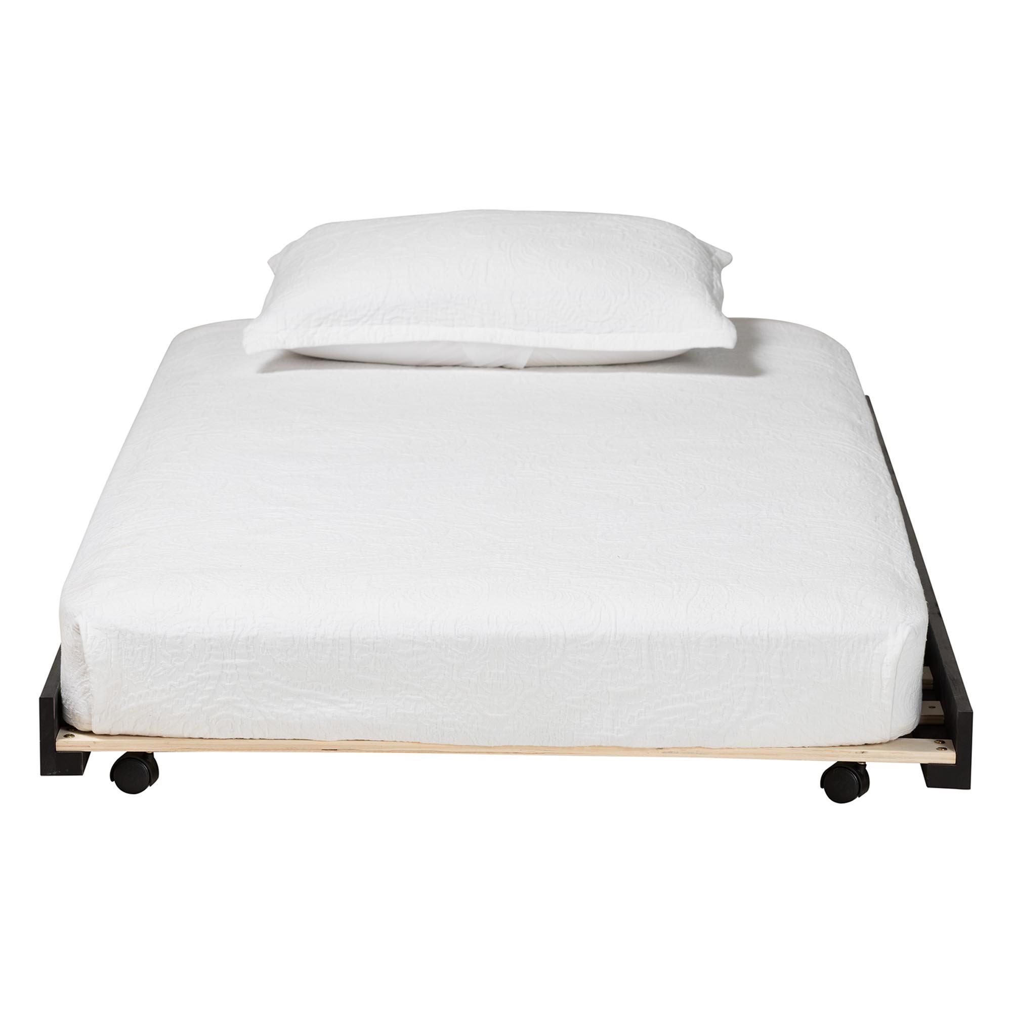 Baxton Studio Lucera Trundle - Underbed Low-Profile Rolling Base for Daybeds and Guest Rooms, Twin, Black