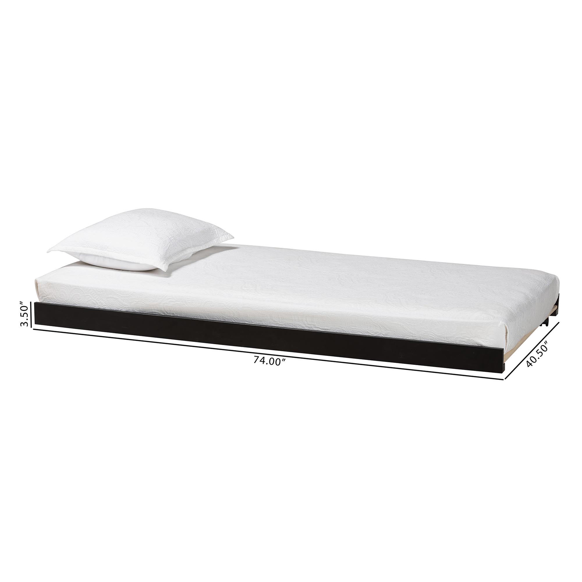 Baxton Studio Lucera Trundle - Underbed Low-Profile Rolling Base for Daybeds and Guest Rooms, Twin, Black