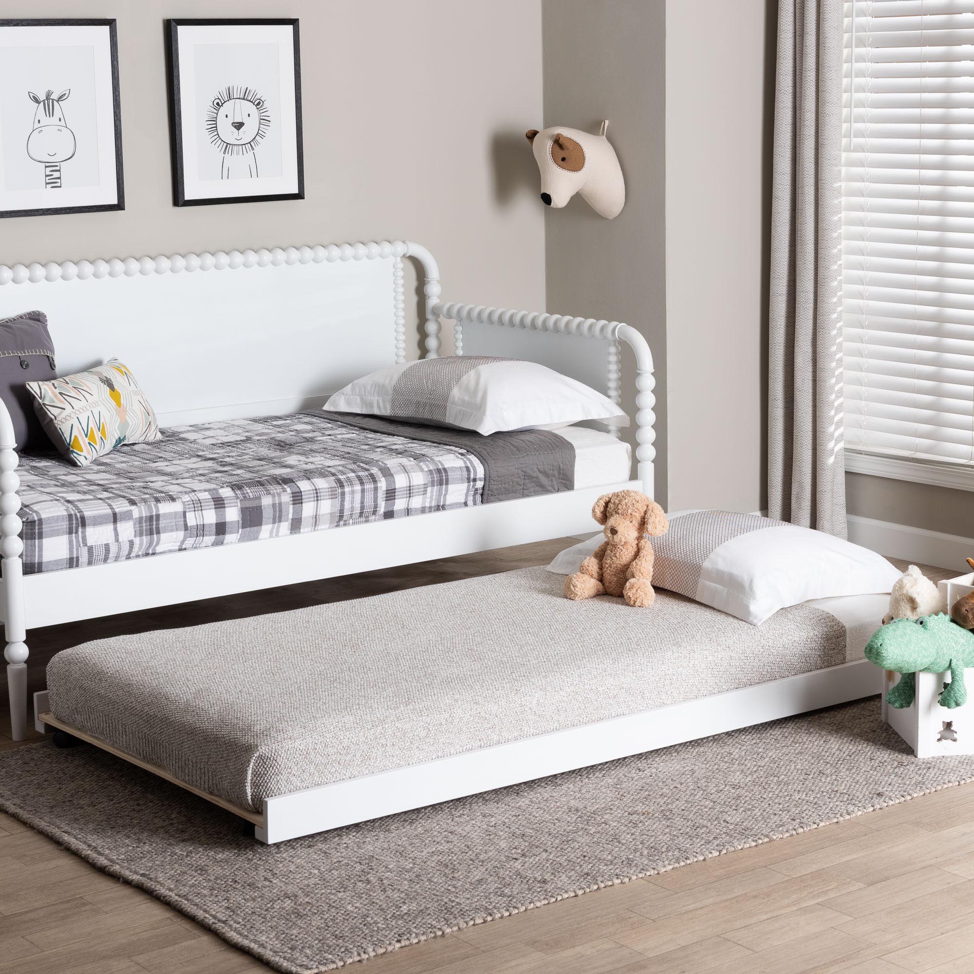Baxton Studio Lucera Trundle - Underbed Low-Profile Rolling Base for Daybeds and Guest Rooms, Twin, White