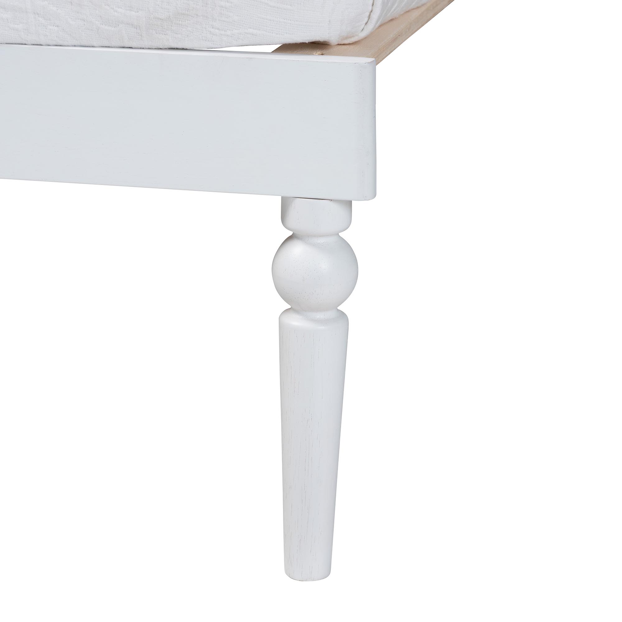 Baxton Studio Lucera Bobbin Twin-To-King Expandable Daybed - Wood Bed Frame with Turned Spindle Detailing, Classic Style Sofa Bed for Bedroom or Guest Room, White