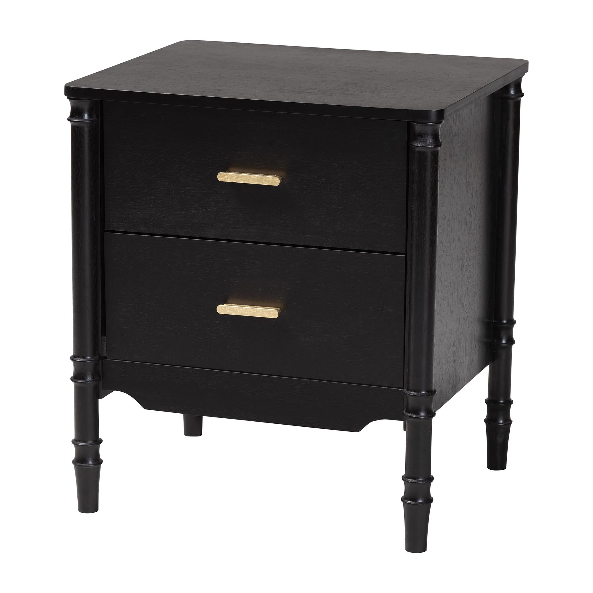 Baxton Studio Marisela 4-Piece Black Bedroom Set - Canopy Bed with Synthetic Rattan Headboard, Matching Dresser, Chest, and Nightstand, Modern Transitional Wood Bedroom Furniture Collection, Queen