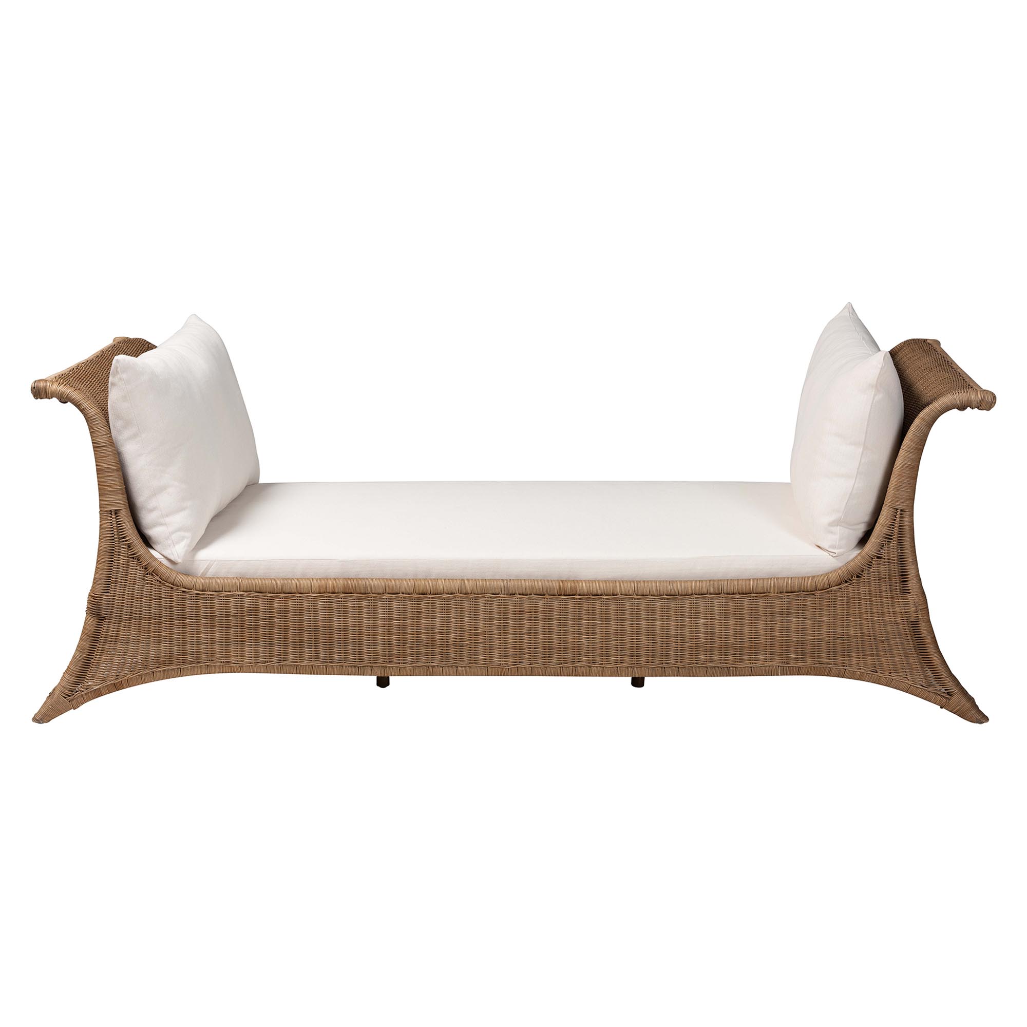 bali & pari Kalisha Natural Rattan Daybed with Cushions - Coastal Boho Indoor Lounge Sofa Bench for Living Room, Sunroom, or Bedroom Relaxation
