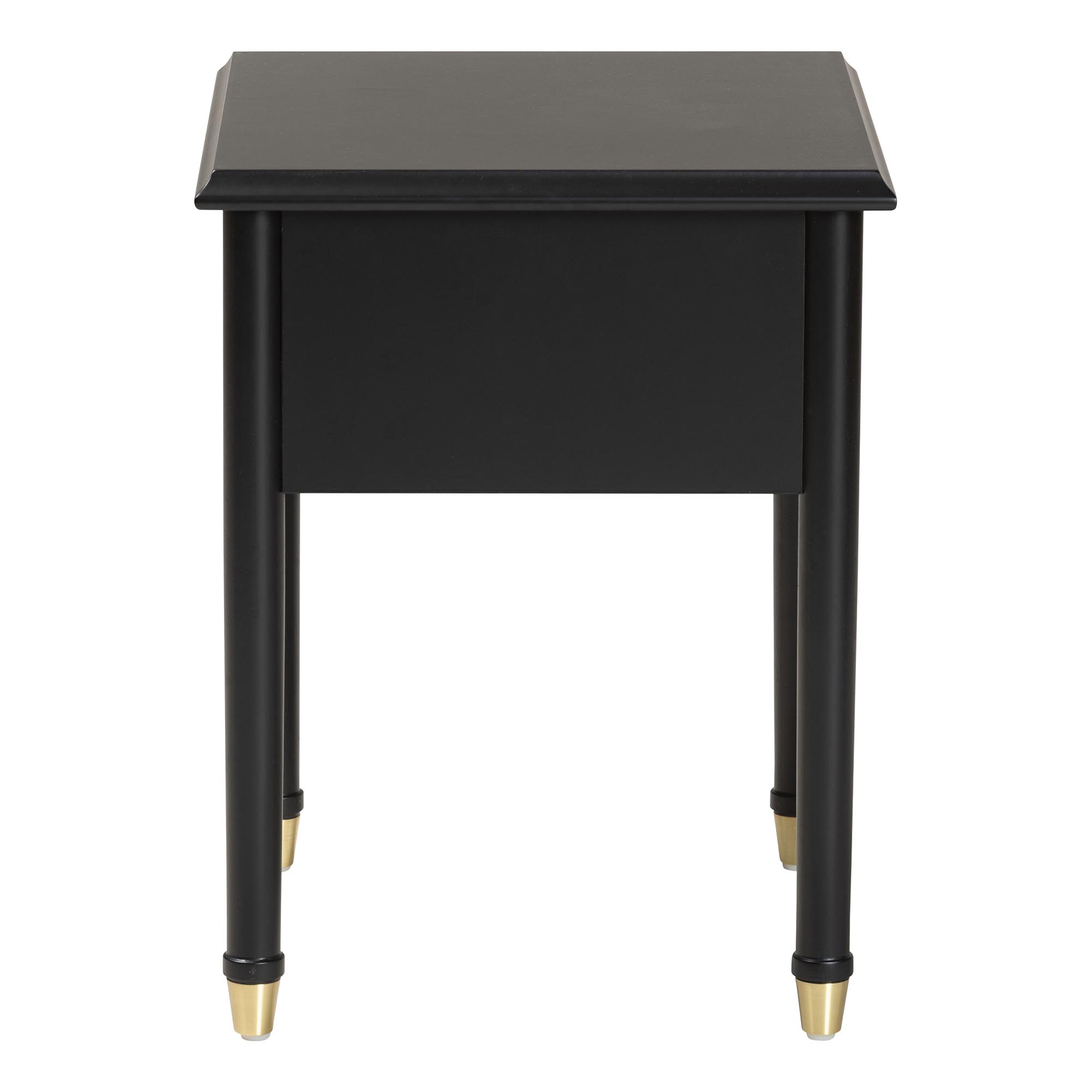 Baxton Studio Tamra Black Wood Nightstand with Pullout Shelf - Modern Transitional Bedside Table with Metallic Accents