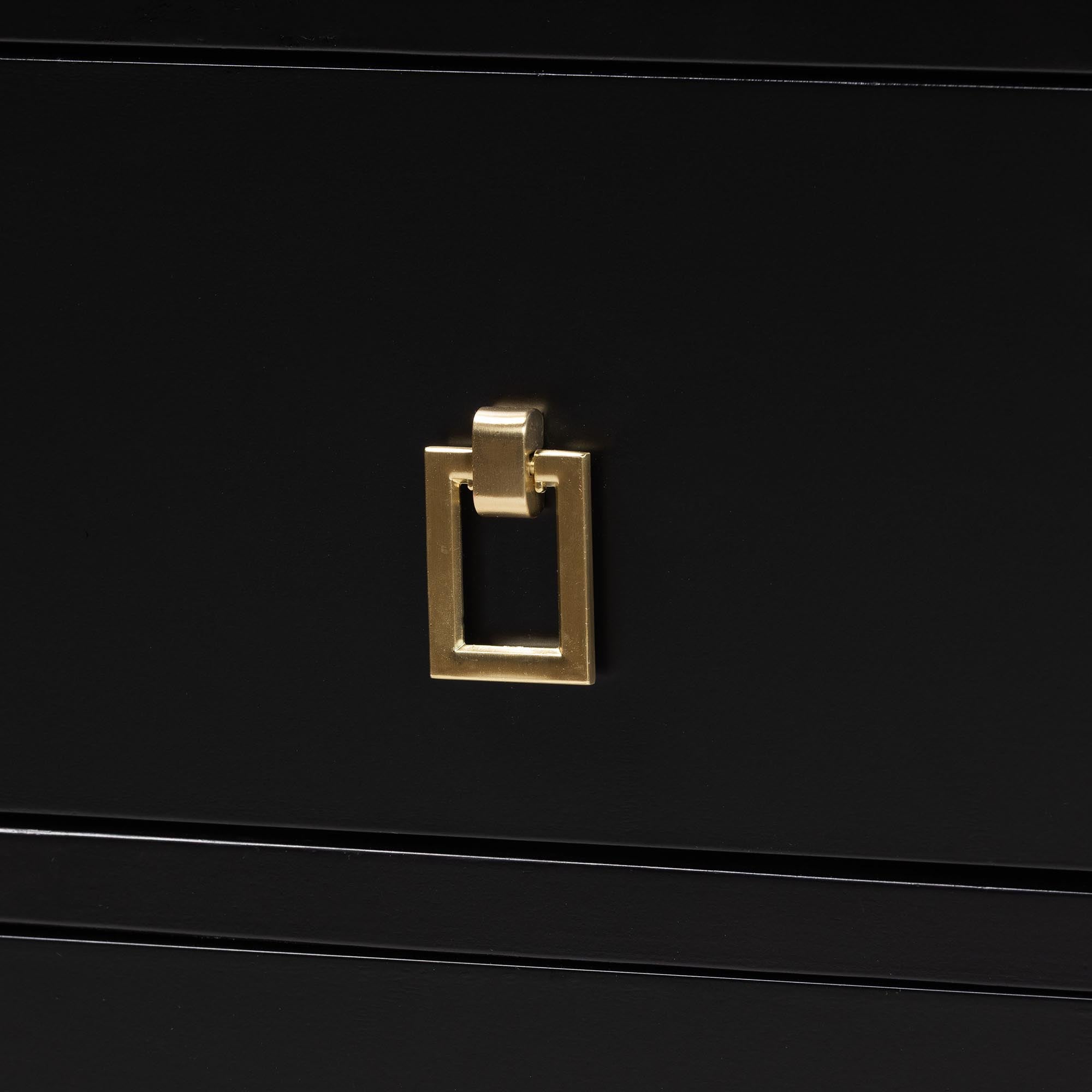 Baxton Studio Tamra Black Wood Chest with Drawers - Bedroom Storage Unit with Metallic Accents, 6-Drawer Modern Transitional Bedroom Storage Solution