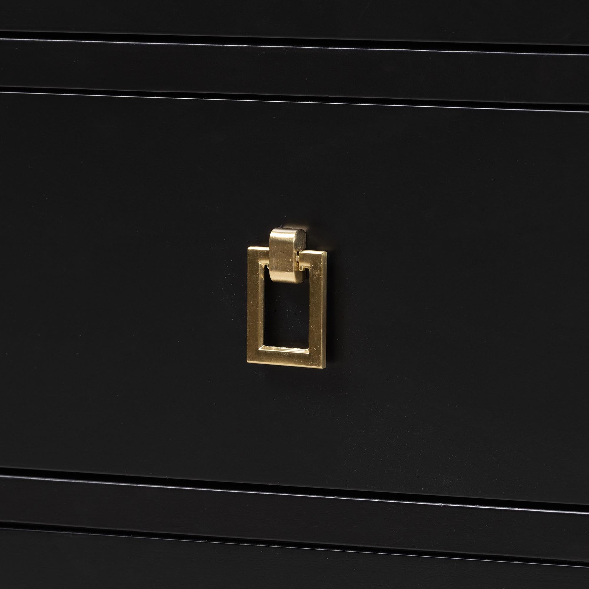 Baxton Studio Tamra Black Wood Dresser with Drawers - Bedroom Storage Unit with Metallic Accents, 6-Drawer Modern Transitional Bedroom Storage Solution