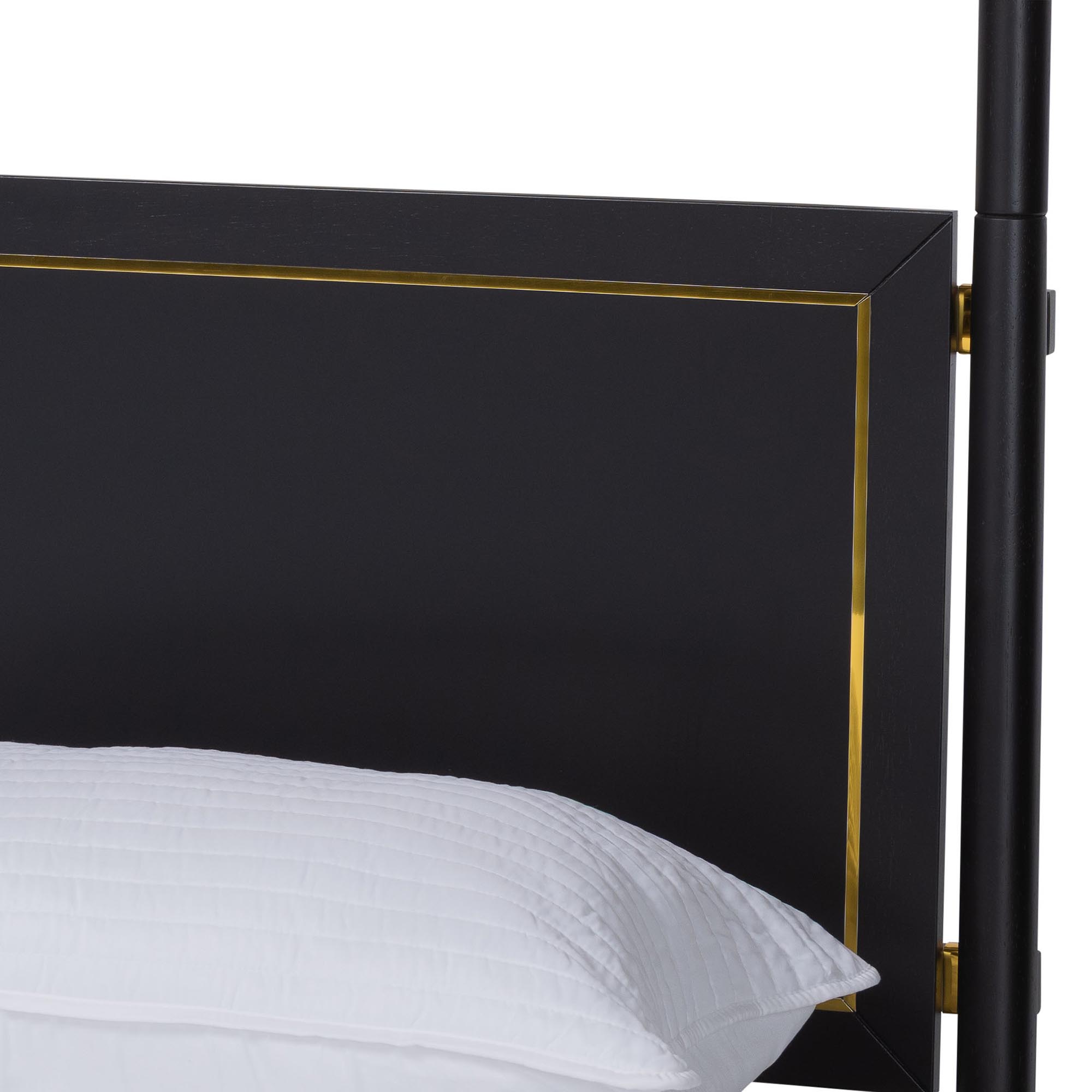 Baxton Studio Tamra Four-Poster Platform Bedroom Set - Black Wood Bed Frame with Matching Dresser and Two Nightstands, Modern Transitional Bedroom Furniture, King